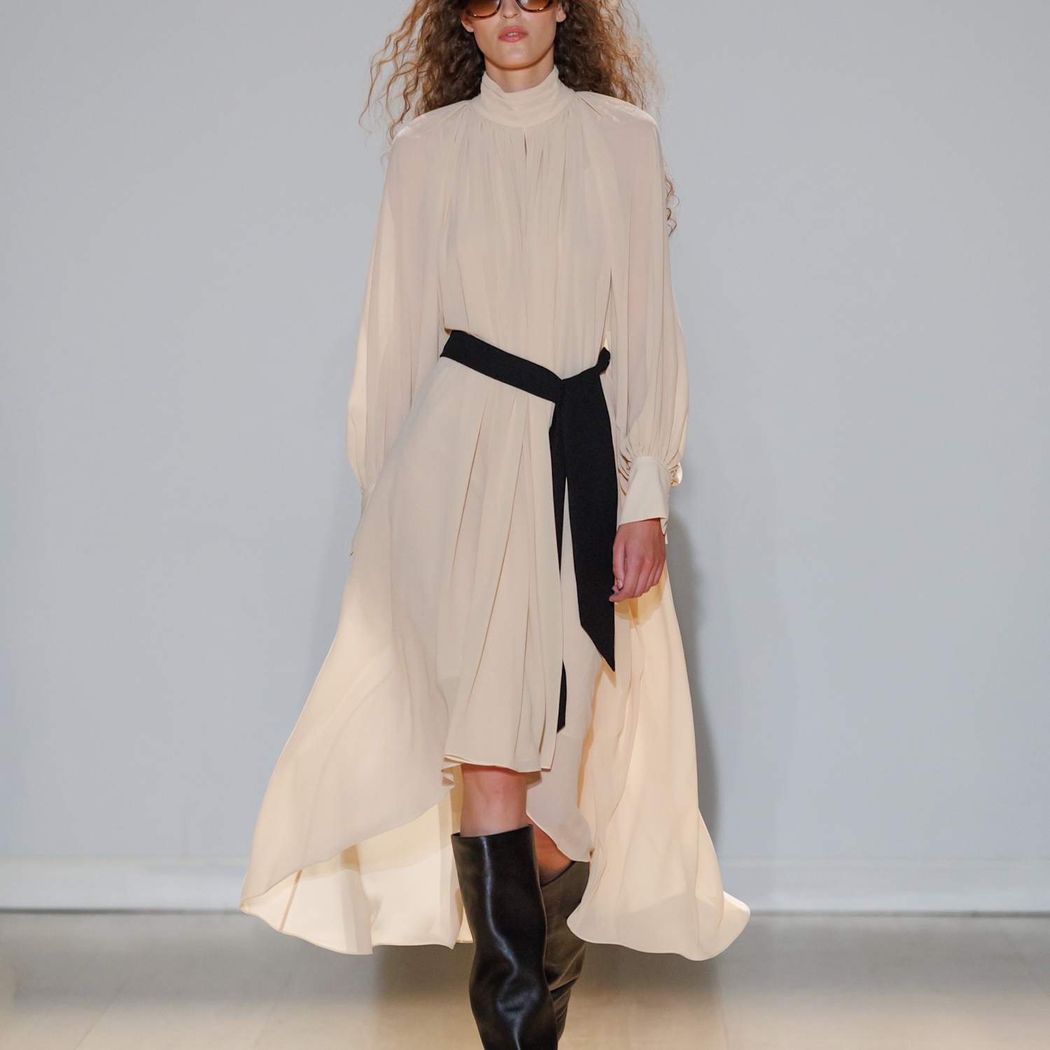 Per Una Women's Pleated Volume Maxi Dress - 12 - Cream Mix