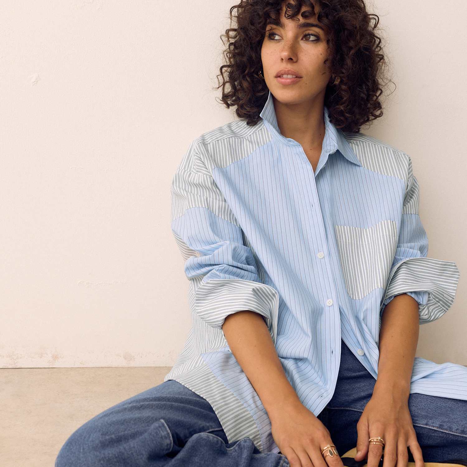Per Una Women's Pure Cotton Striped Oversized Shirt - 14 - Blue Mix