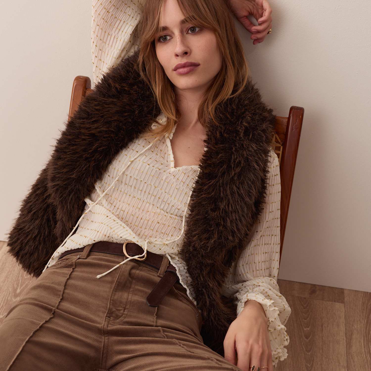 Per Una Women's Faux Fur Gilet - 8 - Brown Mix