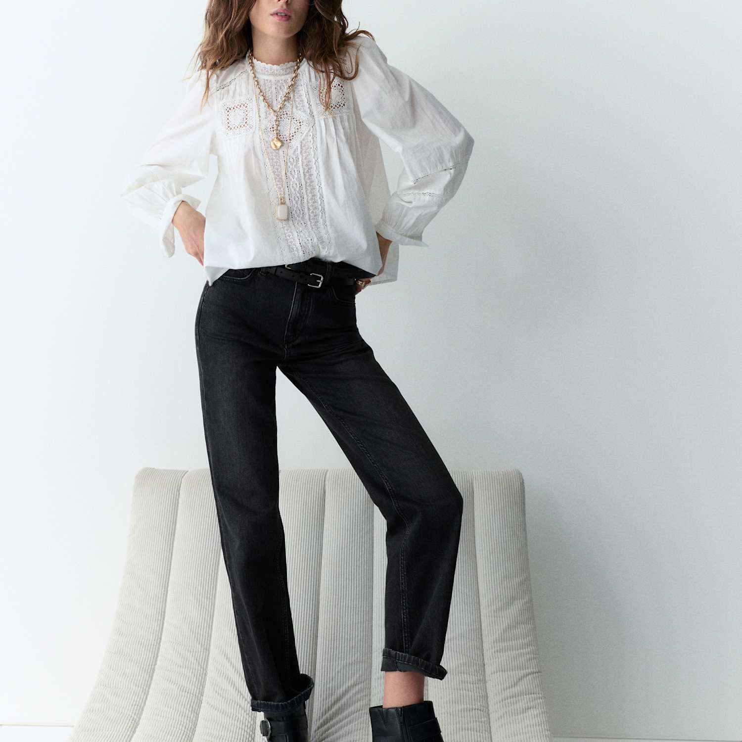 Per Una Women's Mid Rise Straight Leg Ankle Grazer Jeans - 22 - Black