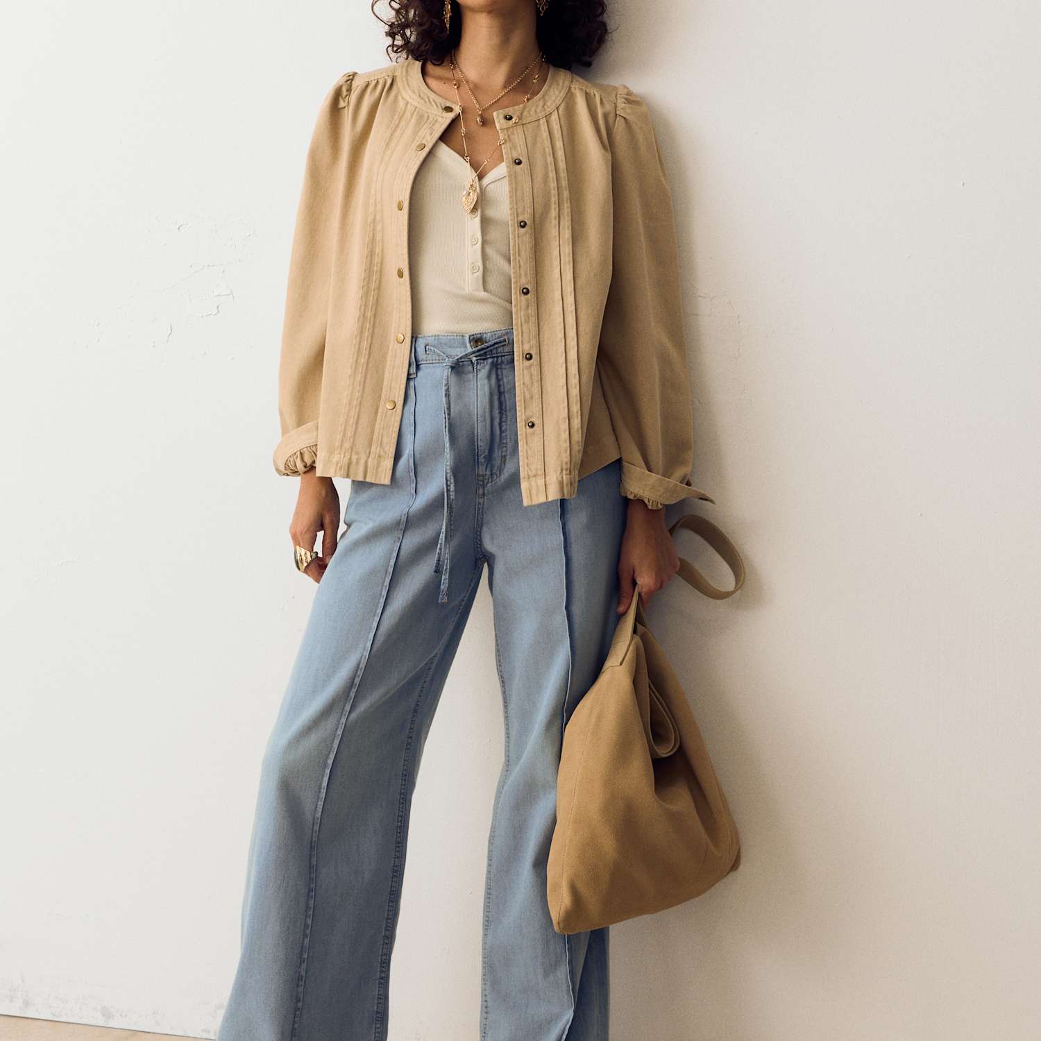 Per Una Women's Denim Pintuck Wide Leg Jeans - 8 - Light Indigo