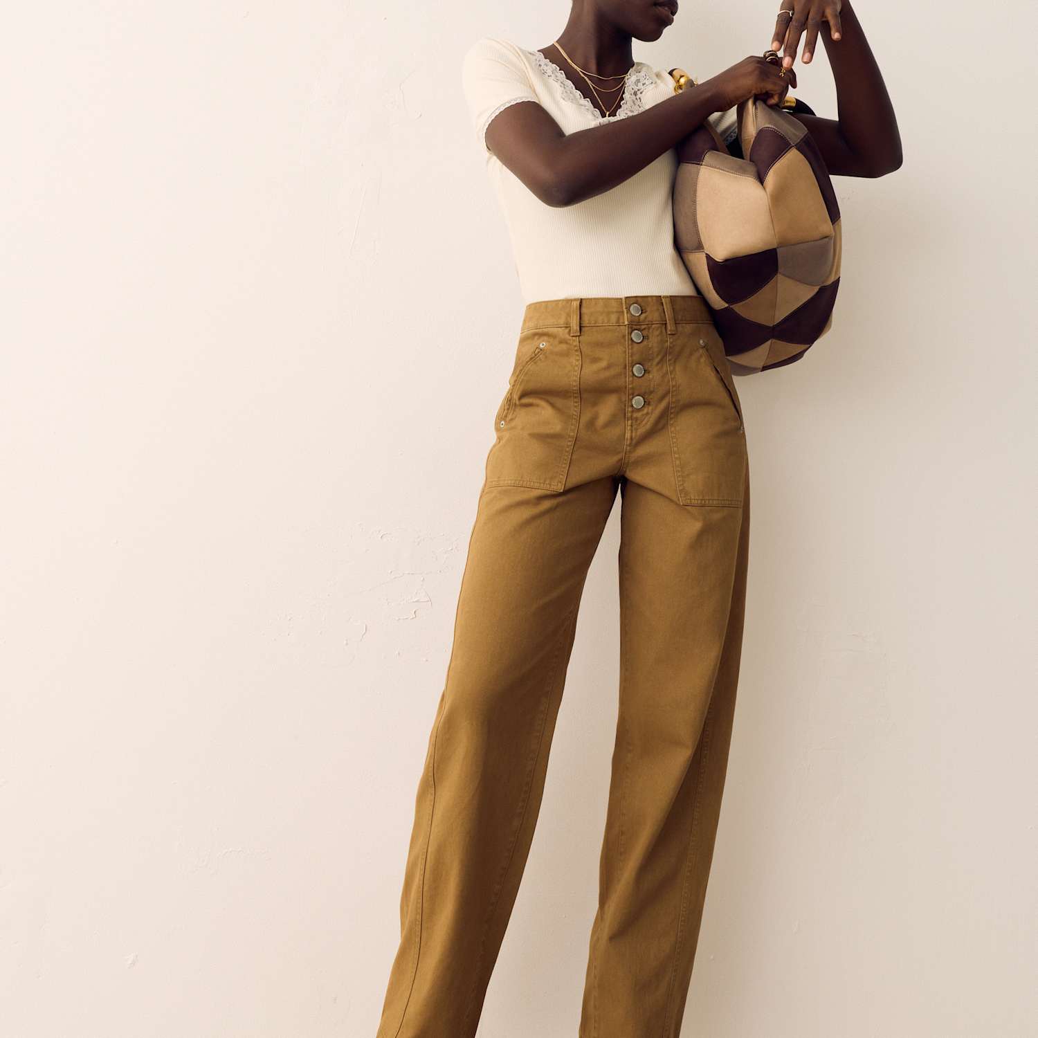 Per Una Women's Pure Cotton Tapered Utility Trousers - 18 - Sandstone