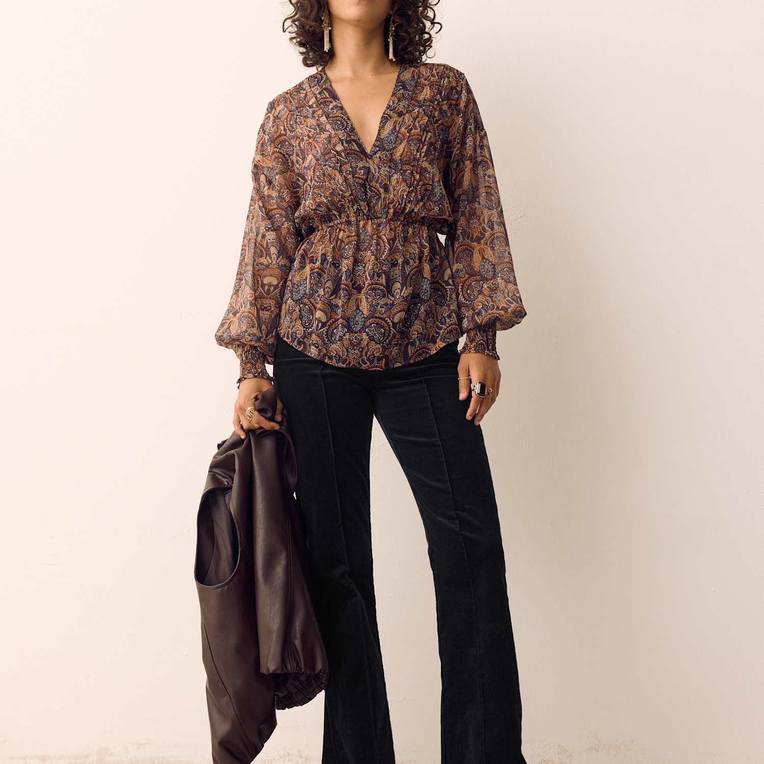 Per Una Women's Cotton Rich Pintuck Flared Corduroy Trousers - 24 - Navy