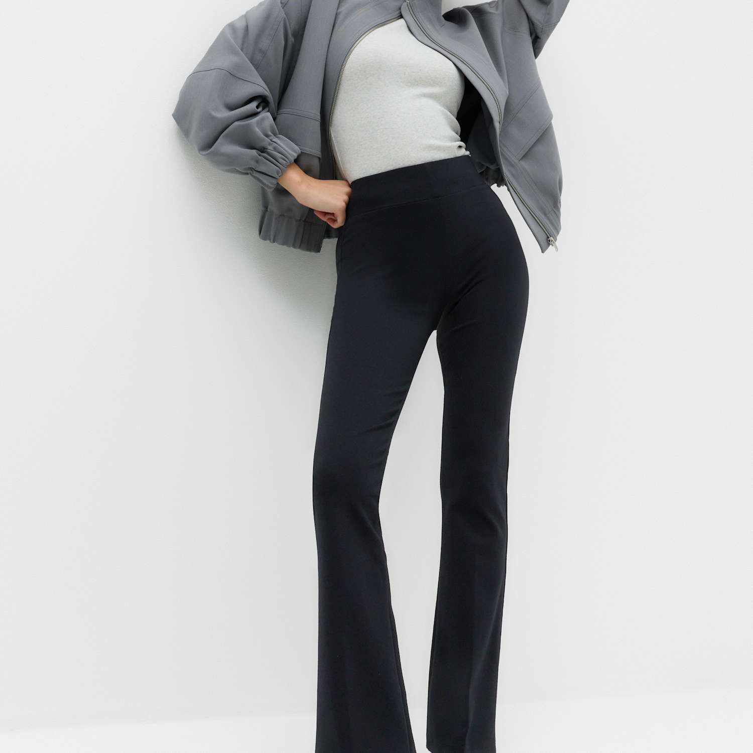 M&S Women's Jersey Elasticated Waist Flared Trousers - 20 - Black