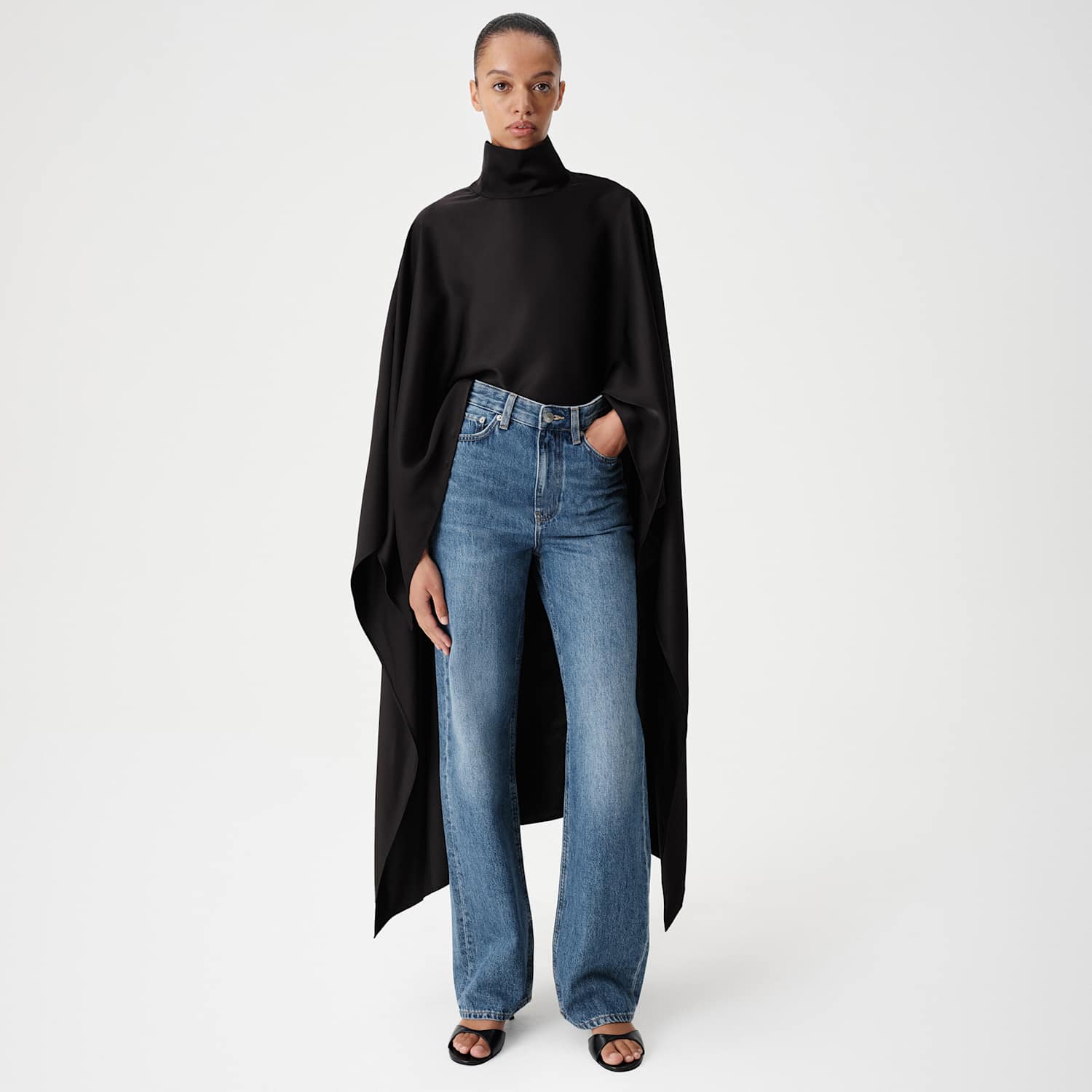 M&S Women's High Waisted Relaxed Straight Jeans - 6 - Medium Indigo