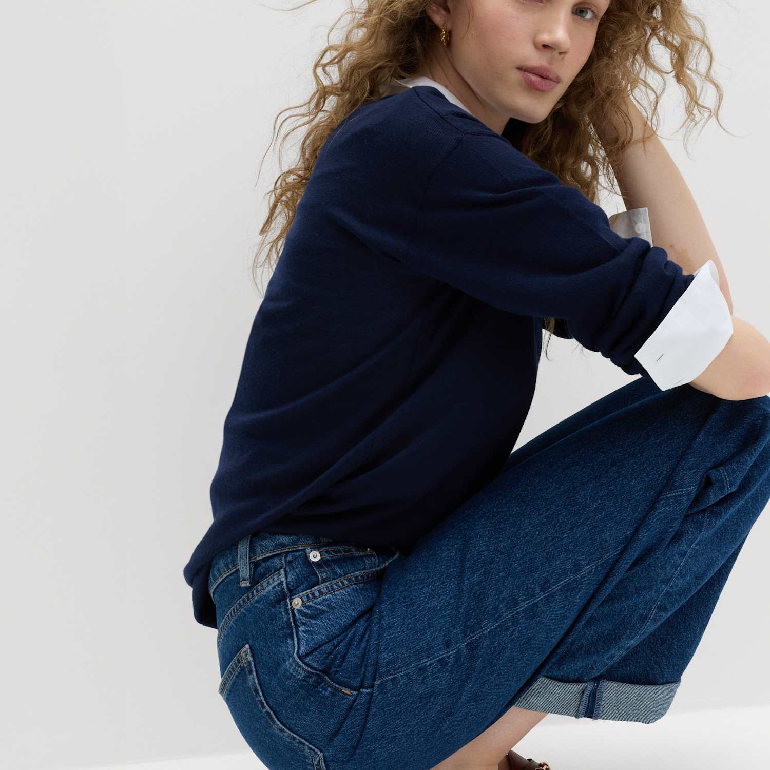 M&S Women's Boyfriend Mid Rise Ankle Grazer Jeans - 12 - Dark Indigo