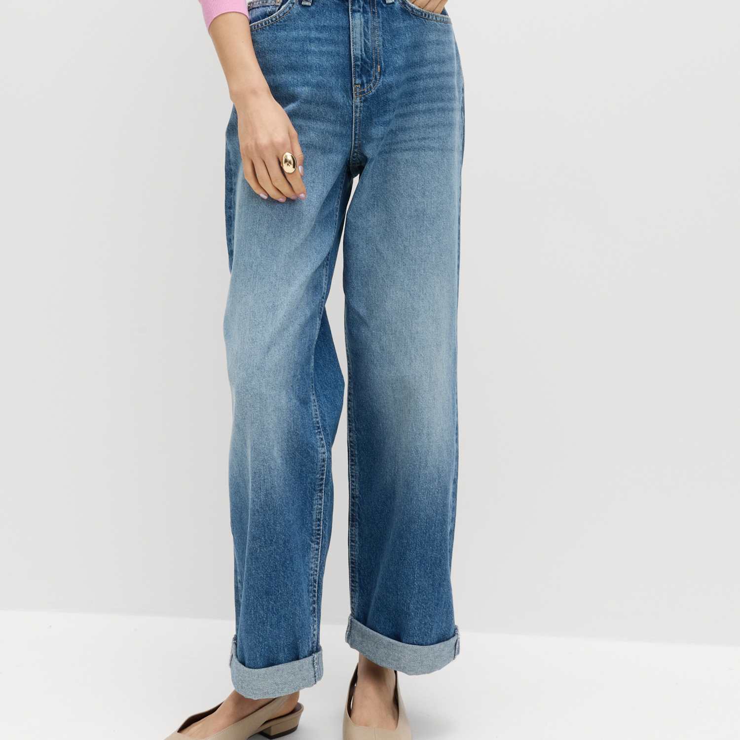 M&S Women's Boyfriend Mid Rise Ankle Grazer Jeans - 20 - Medium Indigo