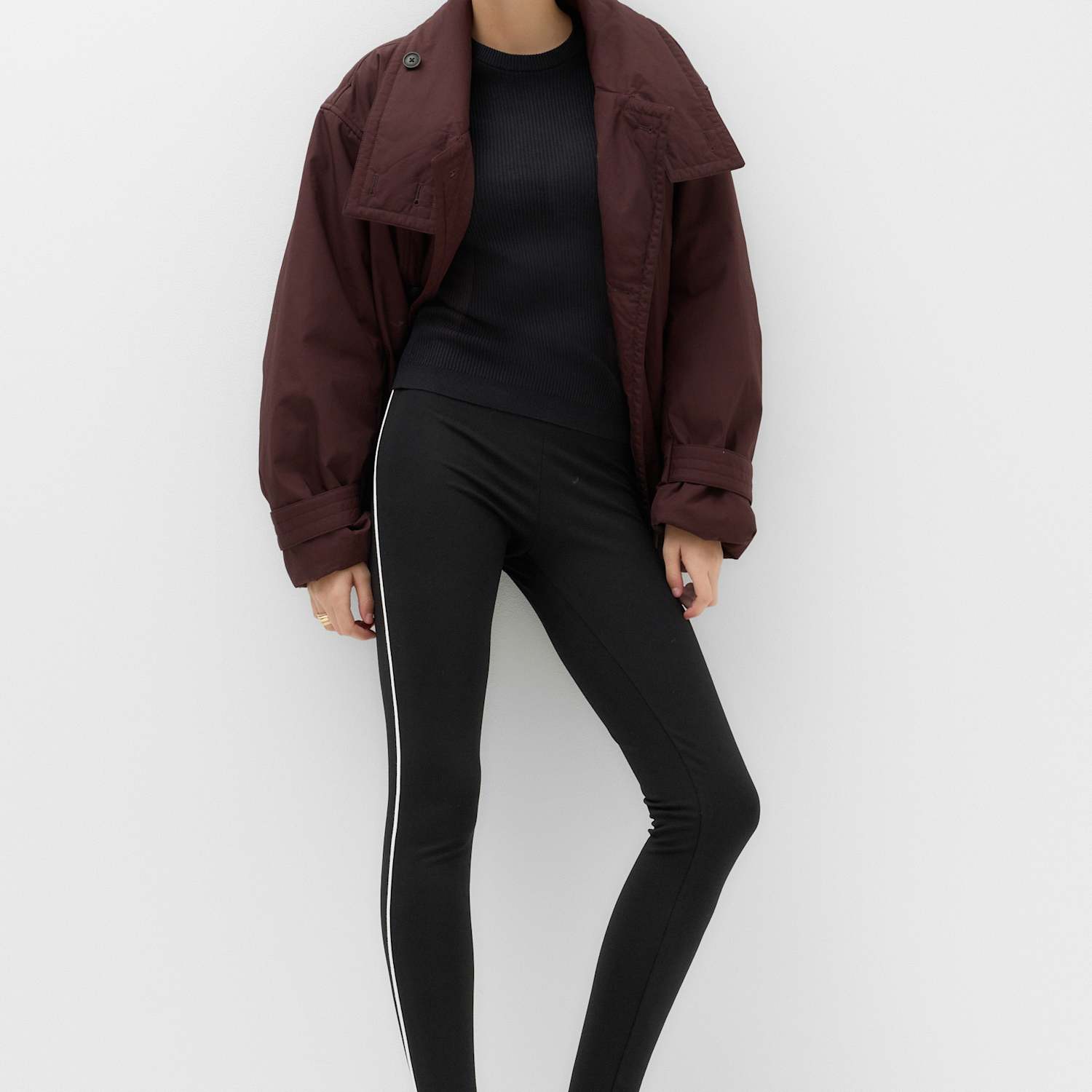 M&S Women's Side Stripe Leggings - 10 - Black