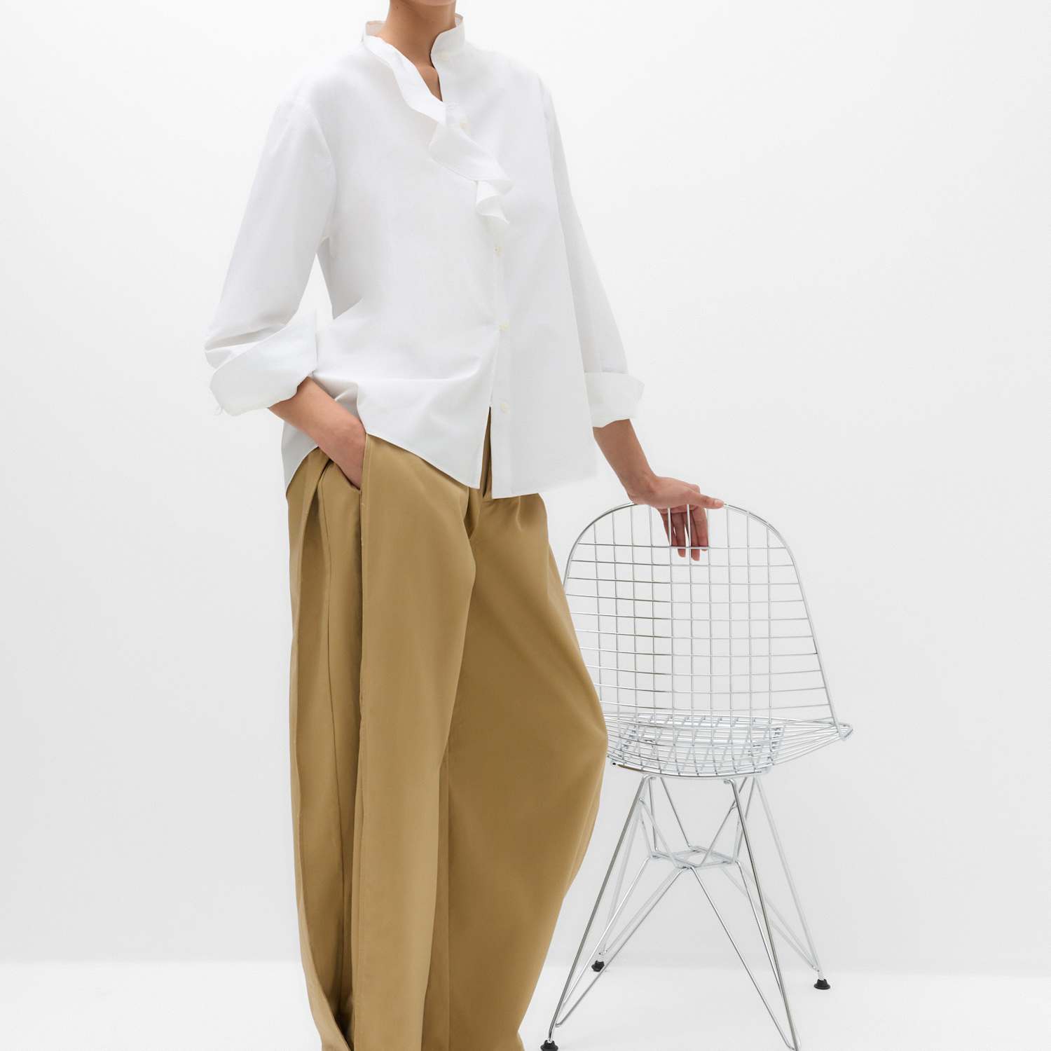 M&S Women's Pure Cotton Barrel Leg Trousers - 24 - Sandstone