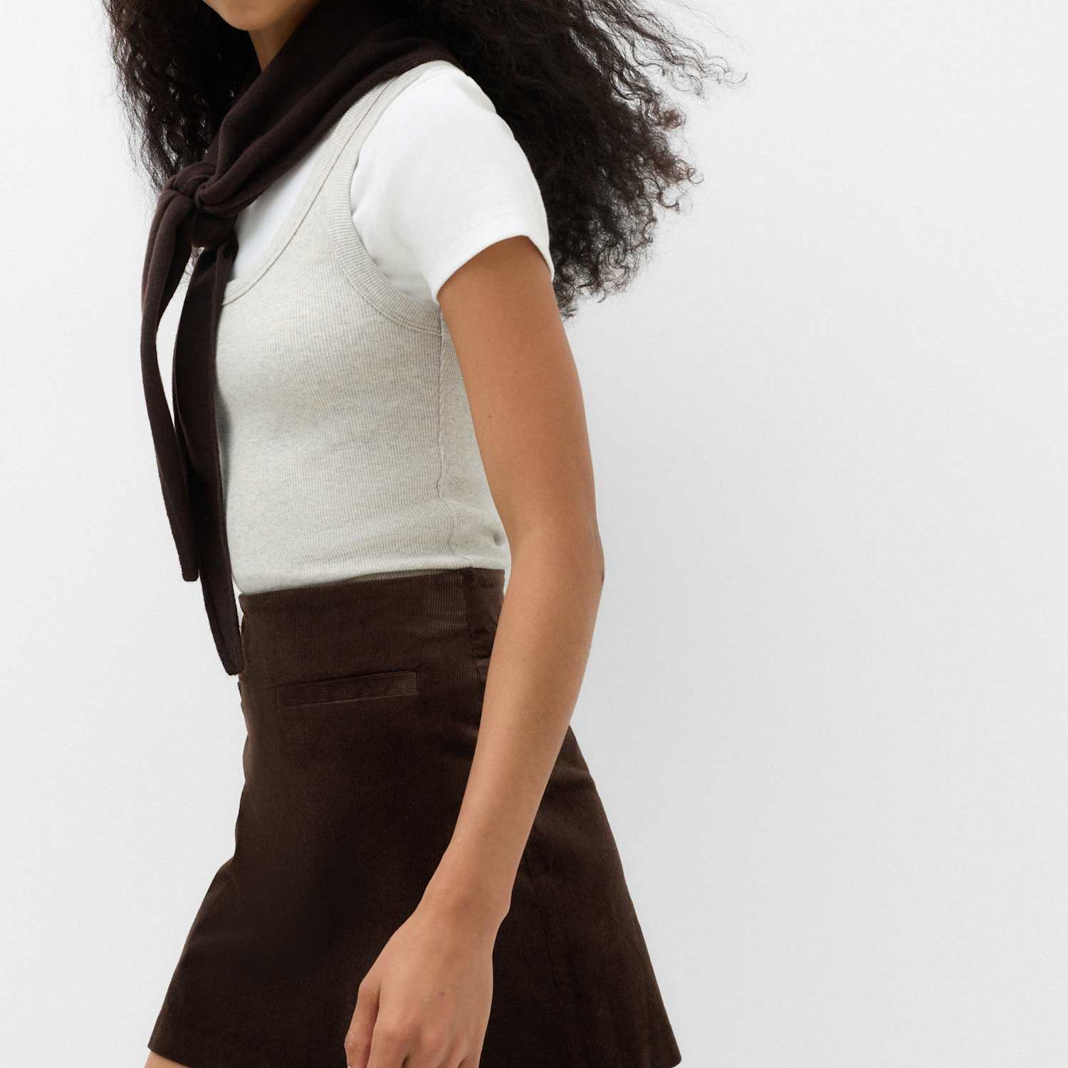 M&S Women's Textured Corduroy Mini Skirt - 16 - Chocolate
