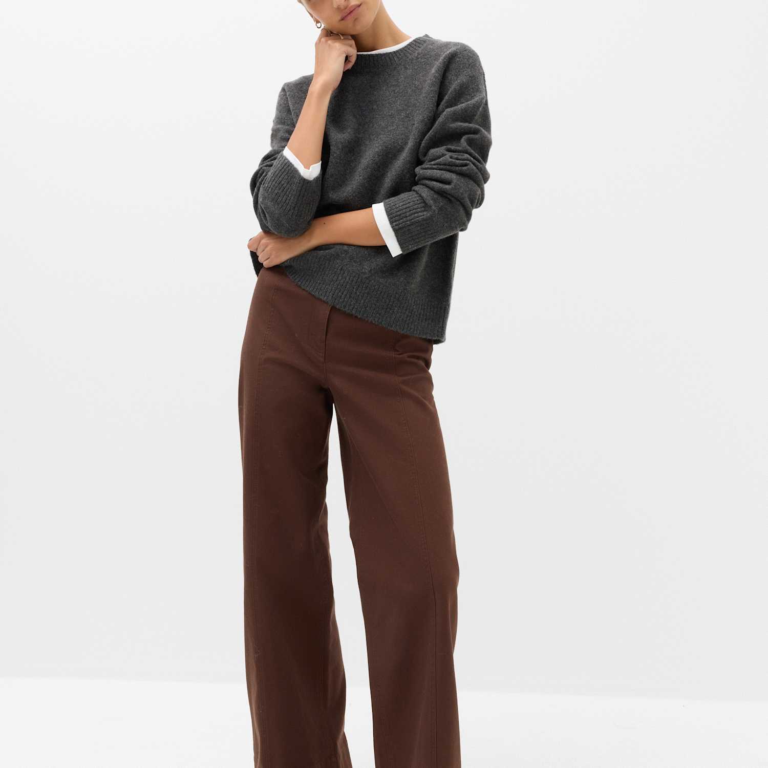 M&S Women's Pure Cotton Wide Leg Trousers - 20 - Chocolate