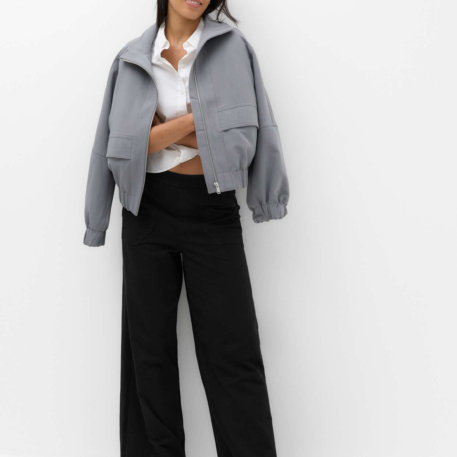 M&S Women's Denim Elasticated Waist Wide Leg Trousers - 12 - Black