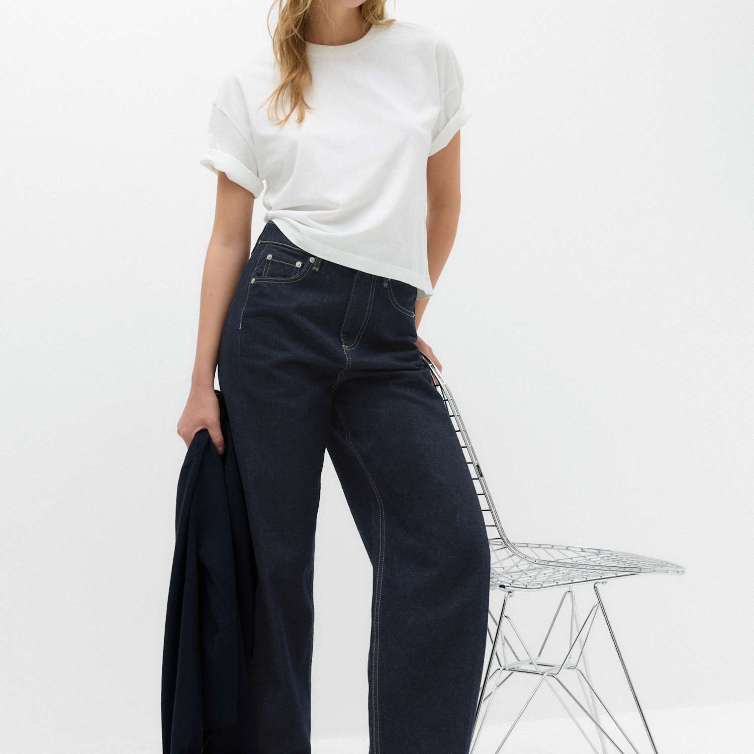 M&S Women's Mid Rise Barrel Jeans - 10 - Indigo Mix