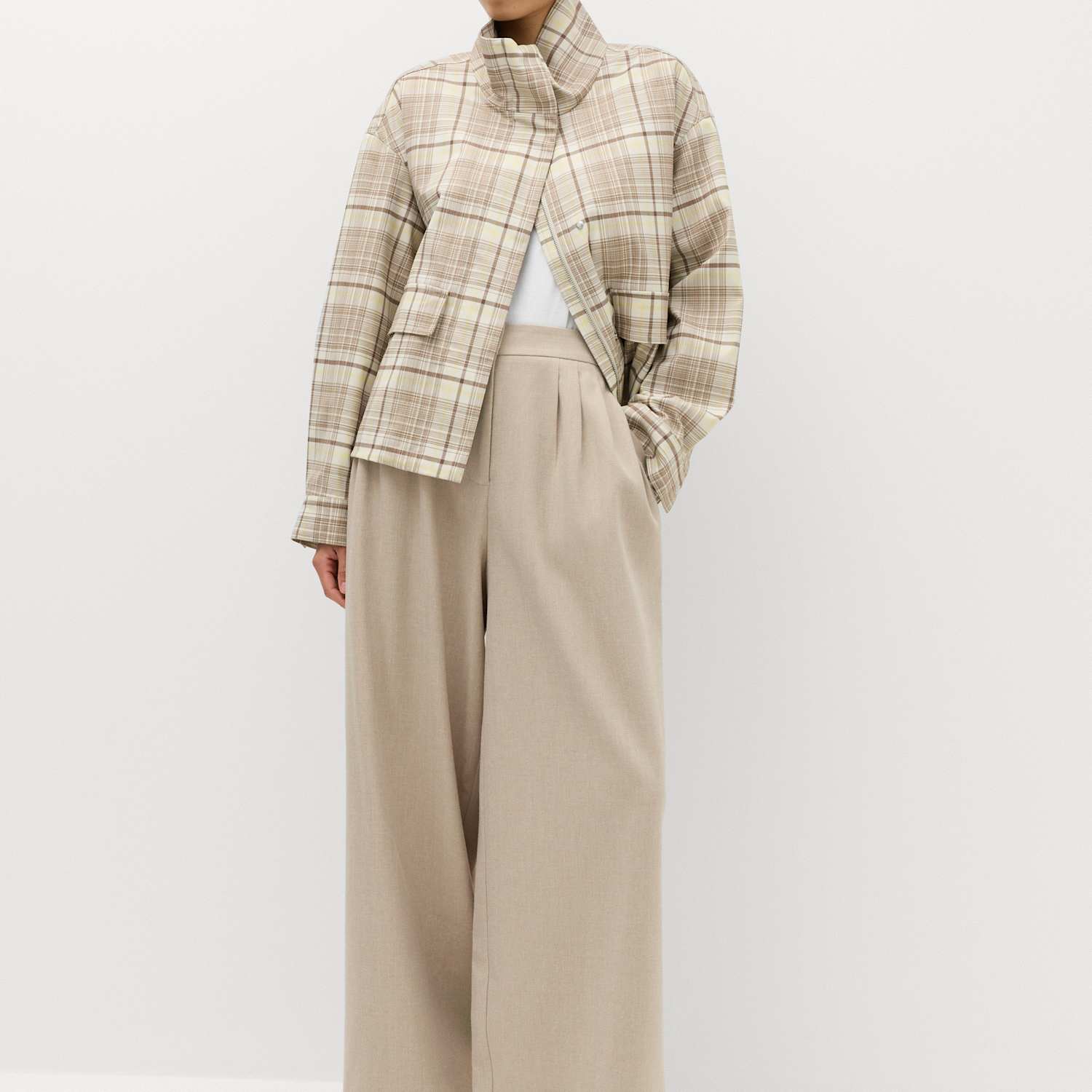 M&S Women's Multi Pleat Wide Leg Trousers - 20 - Multi/Neutral