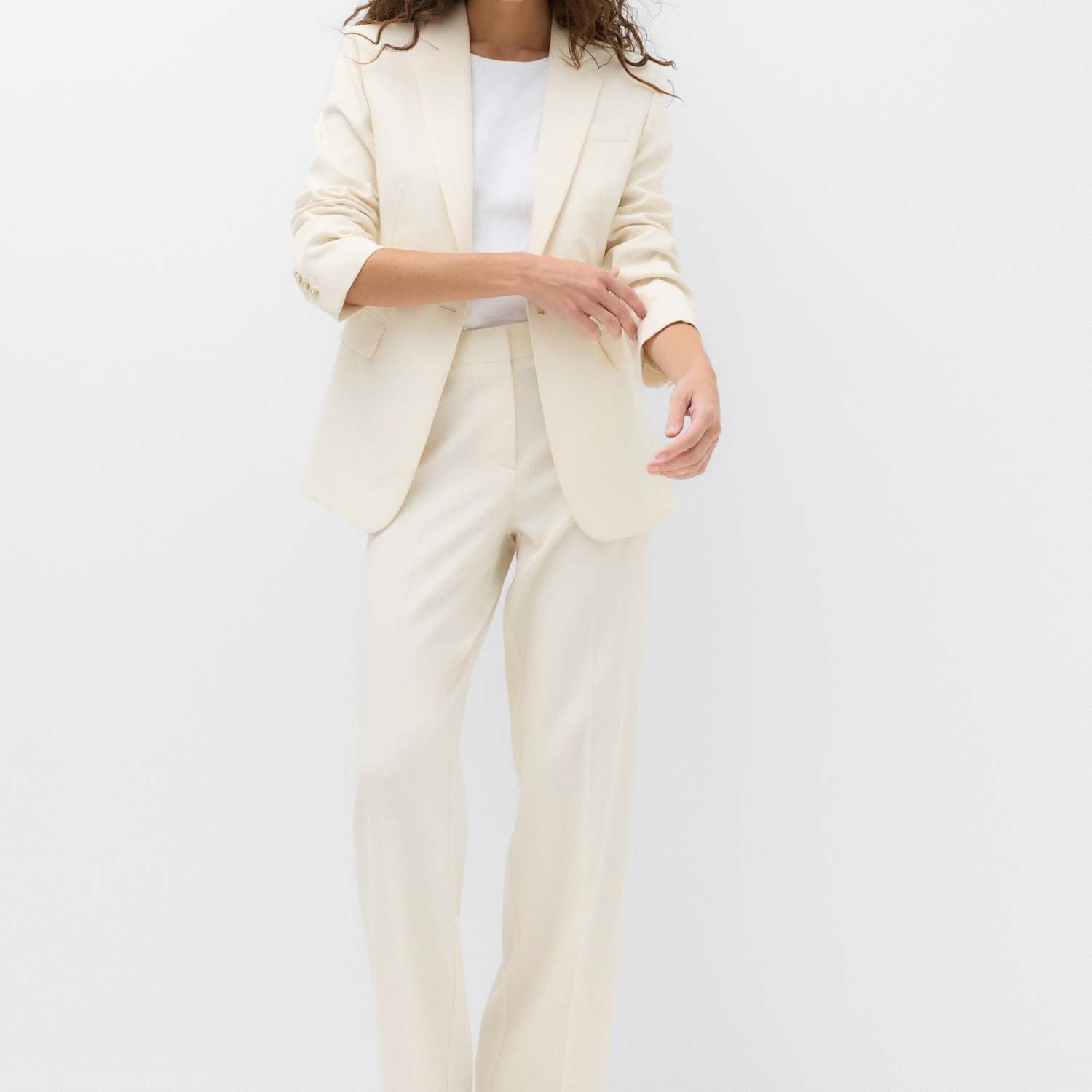 M&S Women's Ultimate Pleat Front Straight Leg Trousers - 12 - Ivory