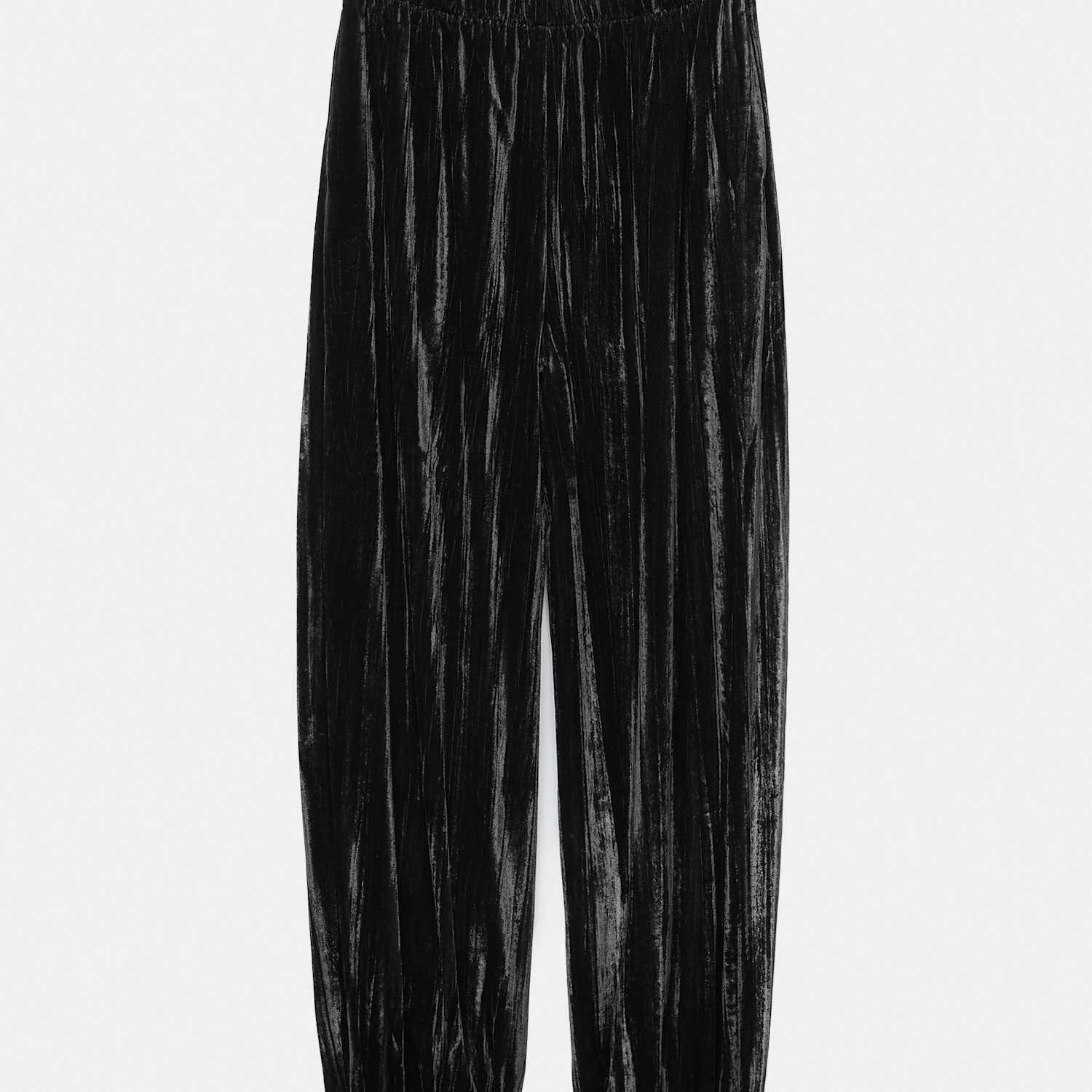 M&S Women's Velvet Pleat Front Barrel Leg Trousers - 12 - Black