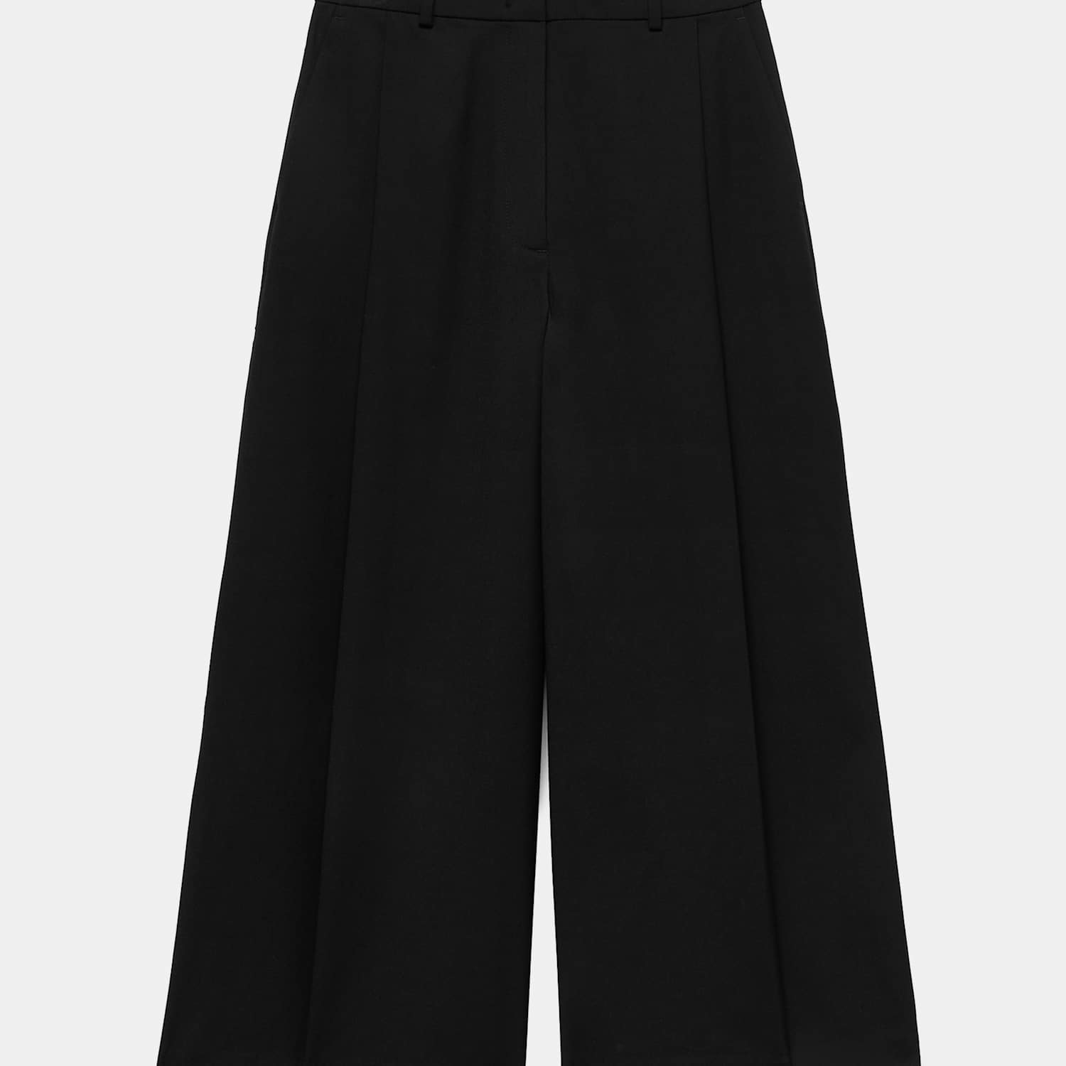 M&S Women's Woven Pleated Wide Leg Culottes - 10 - Black