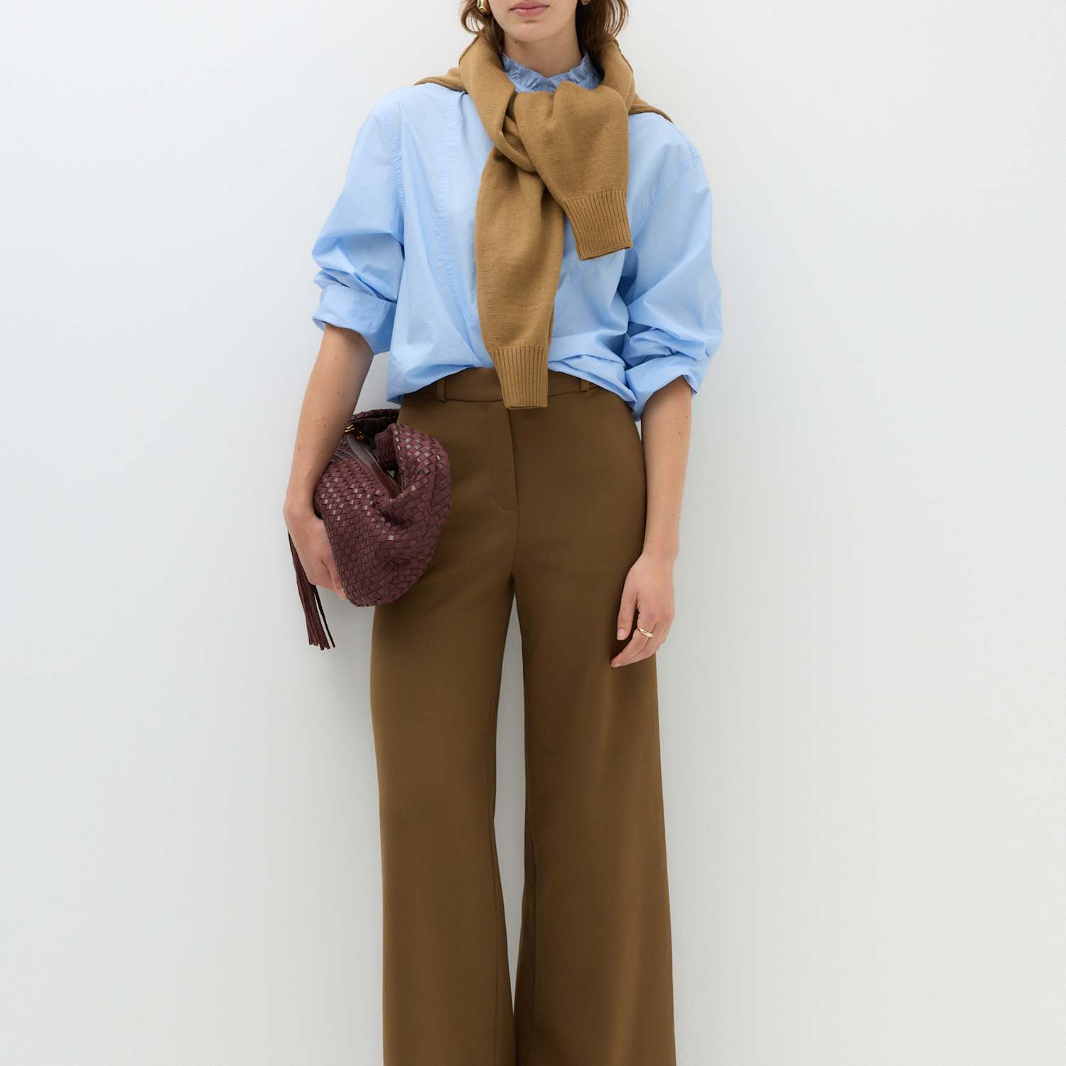 M&S Women's Tailored Side Tab Wide Leg Trousers - 10 - Moss