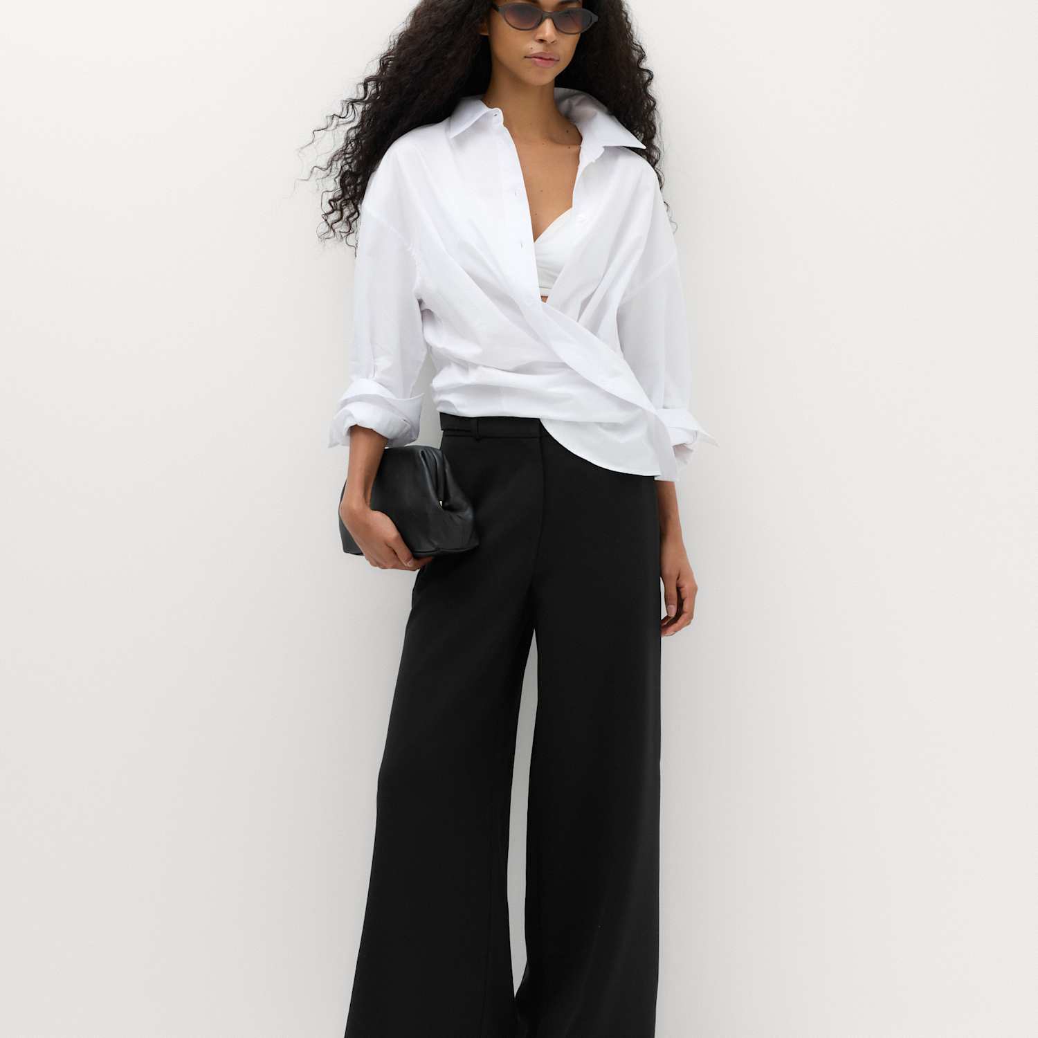 M&S Women's Tailored Side Tab Wide Leg Trousers - 18 - Black