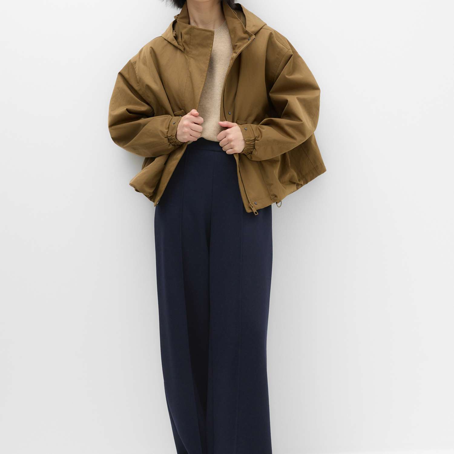 M&S Women's Premium Jersey Seam Detail Wide Leg Trousers - 6 - Navy