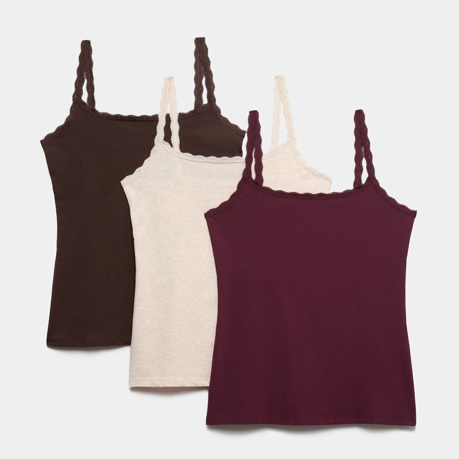 M&S Women's 3pk Cotton Rich Lace Trim Vests - 6 - Purple Mix