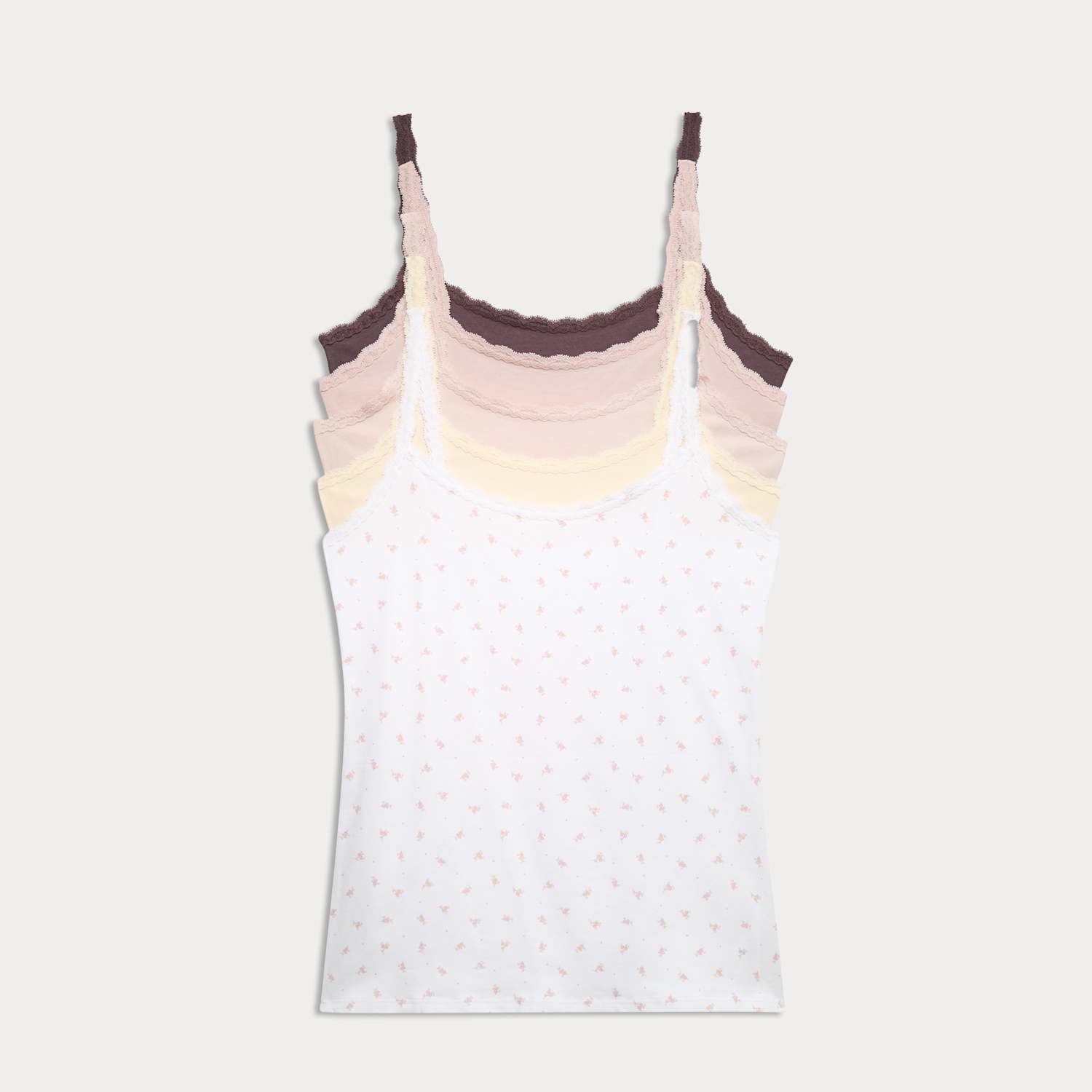 M&S Women's 5 Pack Cotton Rich Lace Trim Vests - 6 - Pink Mix
