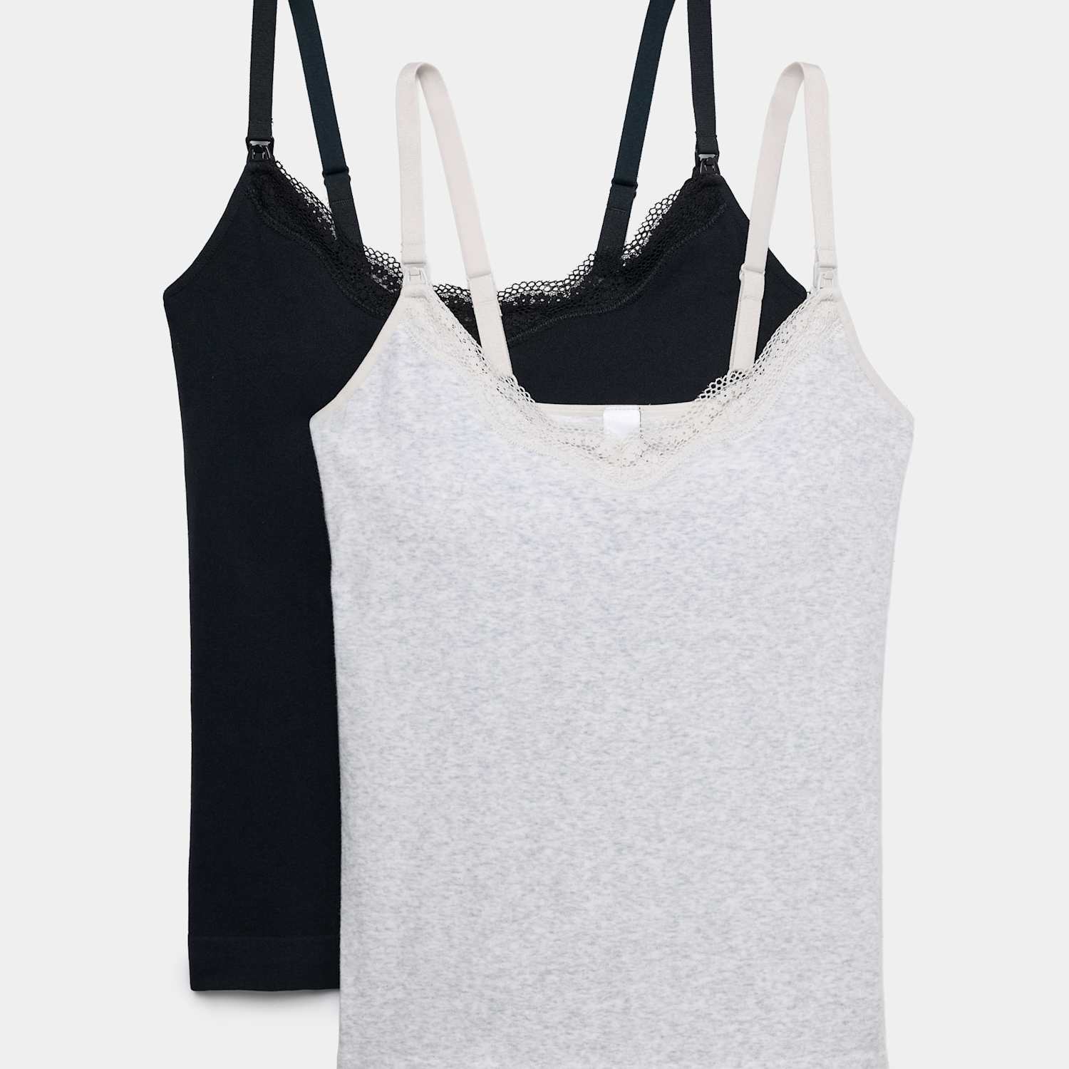 M&S Women's 2 Pack Seamfree Lace Trim Nursing Vests - Medium - Black Mix