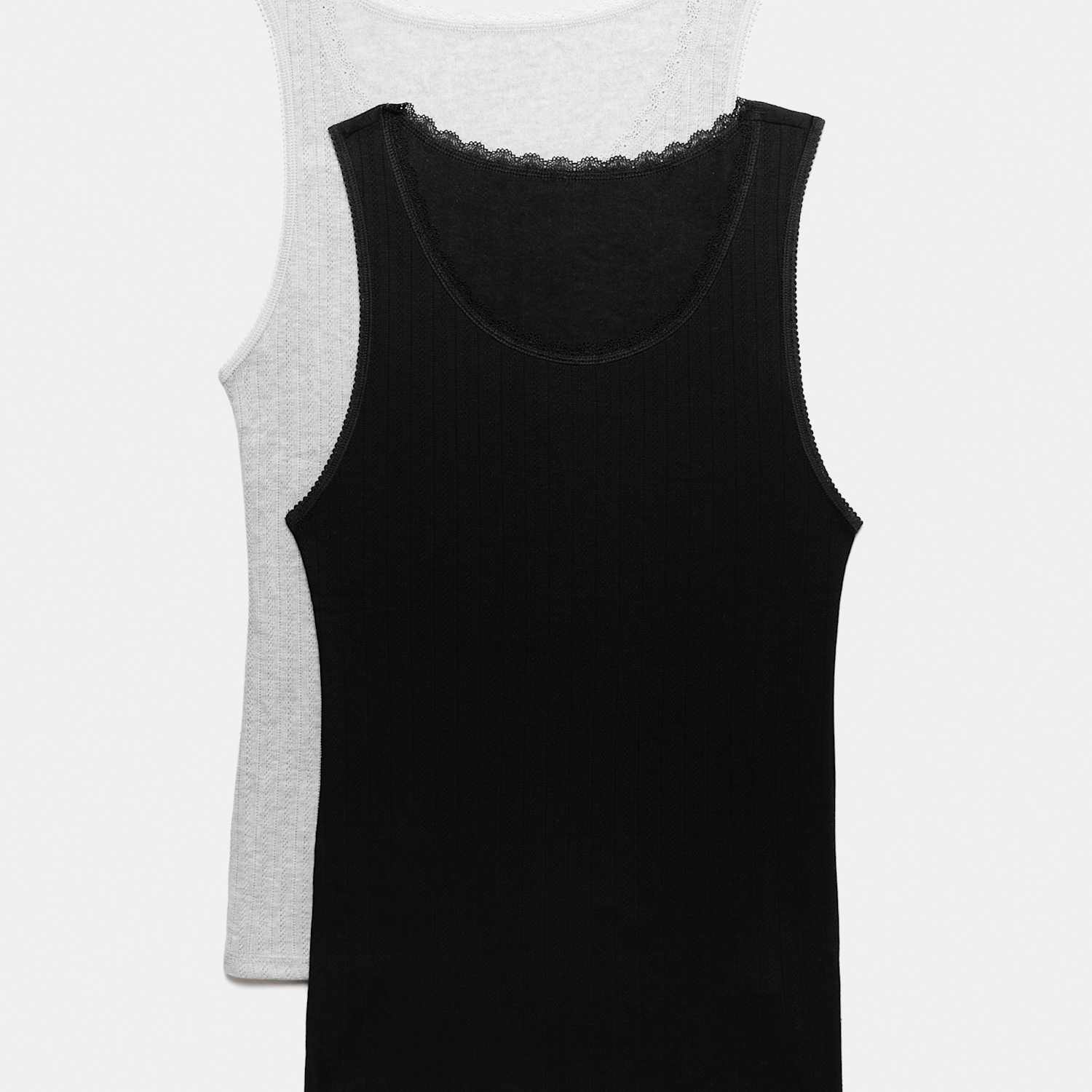 M&S Women's 2 Pack Medium Warmth Thermal Pointelle Vests - 22 - Black Mix