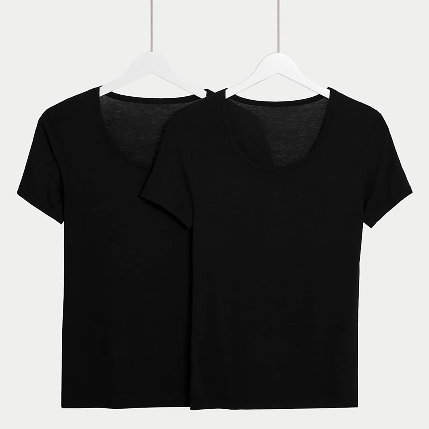 M&S Women's 2 Pack Heatgen Thermal Short Sleeve Tops - 20 - Black