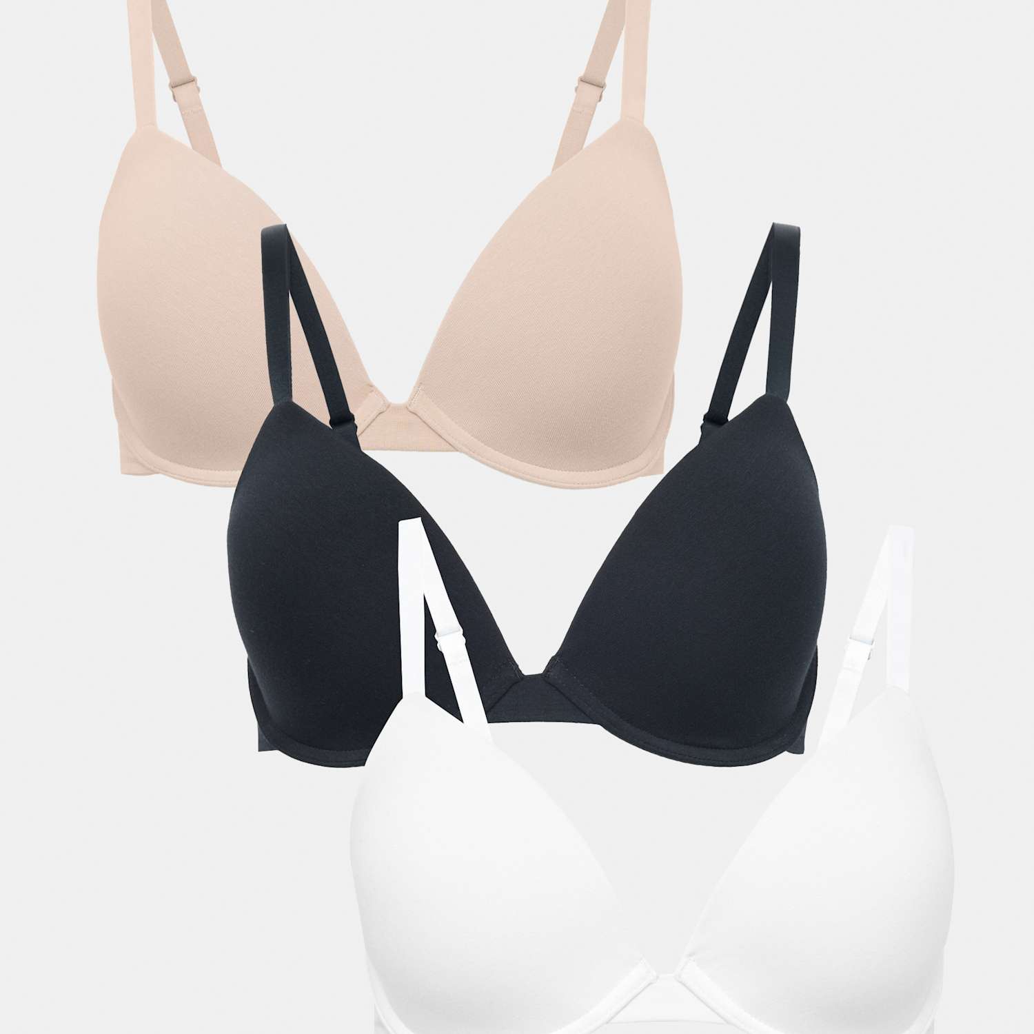 M&S Women's 3pk Wired Plunge T-Shirt Bras A-E - 36E - Opaline Mix