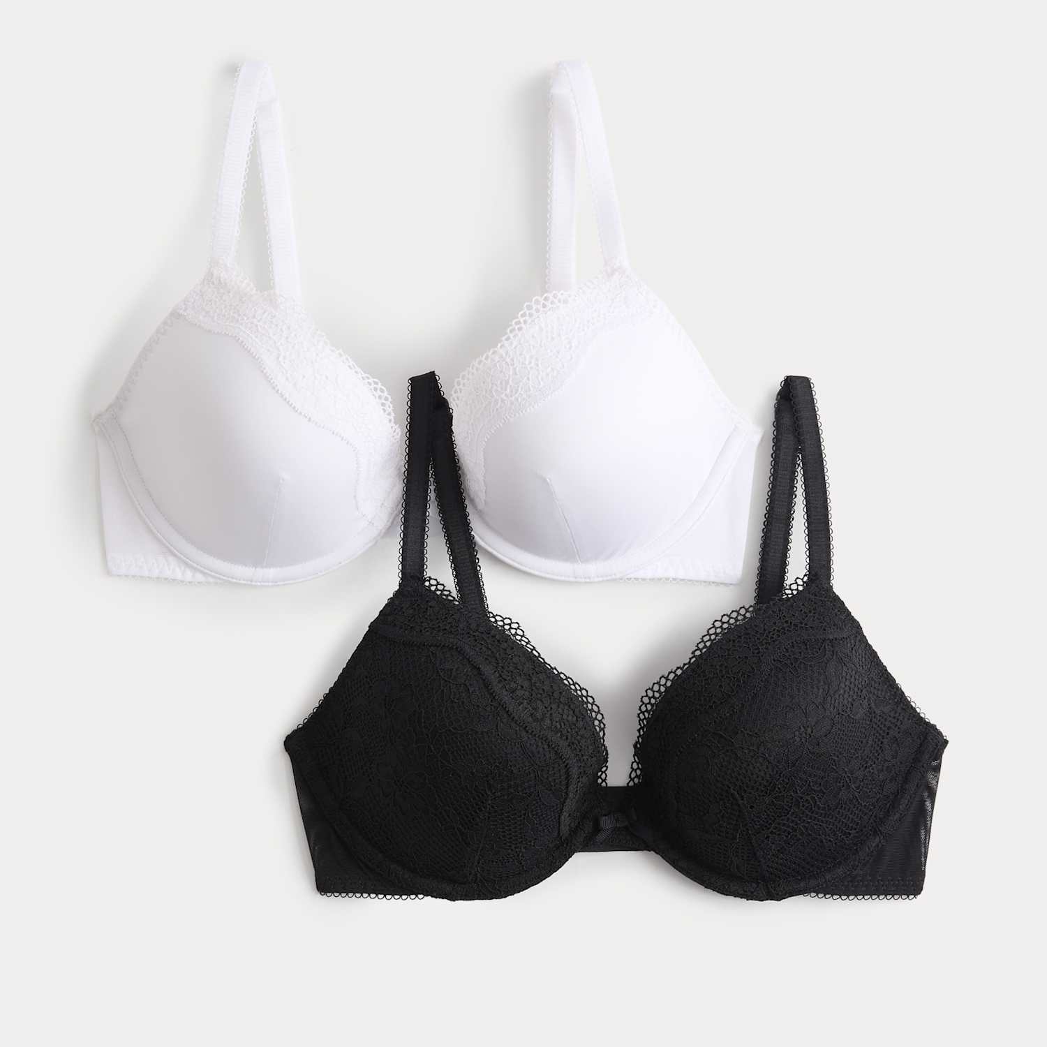M&S Women's 2 Pack Jasmine Lace Wired Plunge Bras A-E - 36A - Black Mix