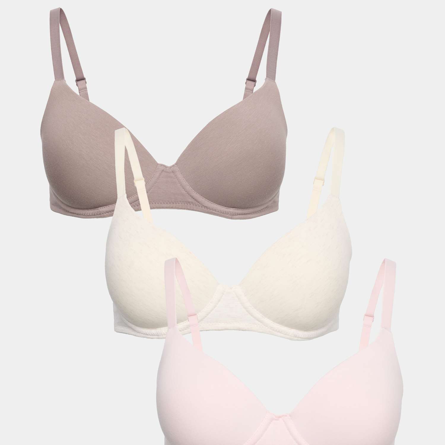 M&S Women's 3pk Wired Full Cup T-Shirt Bras A-E - 30E - Oatmeal Mix