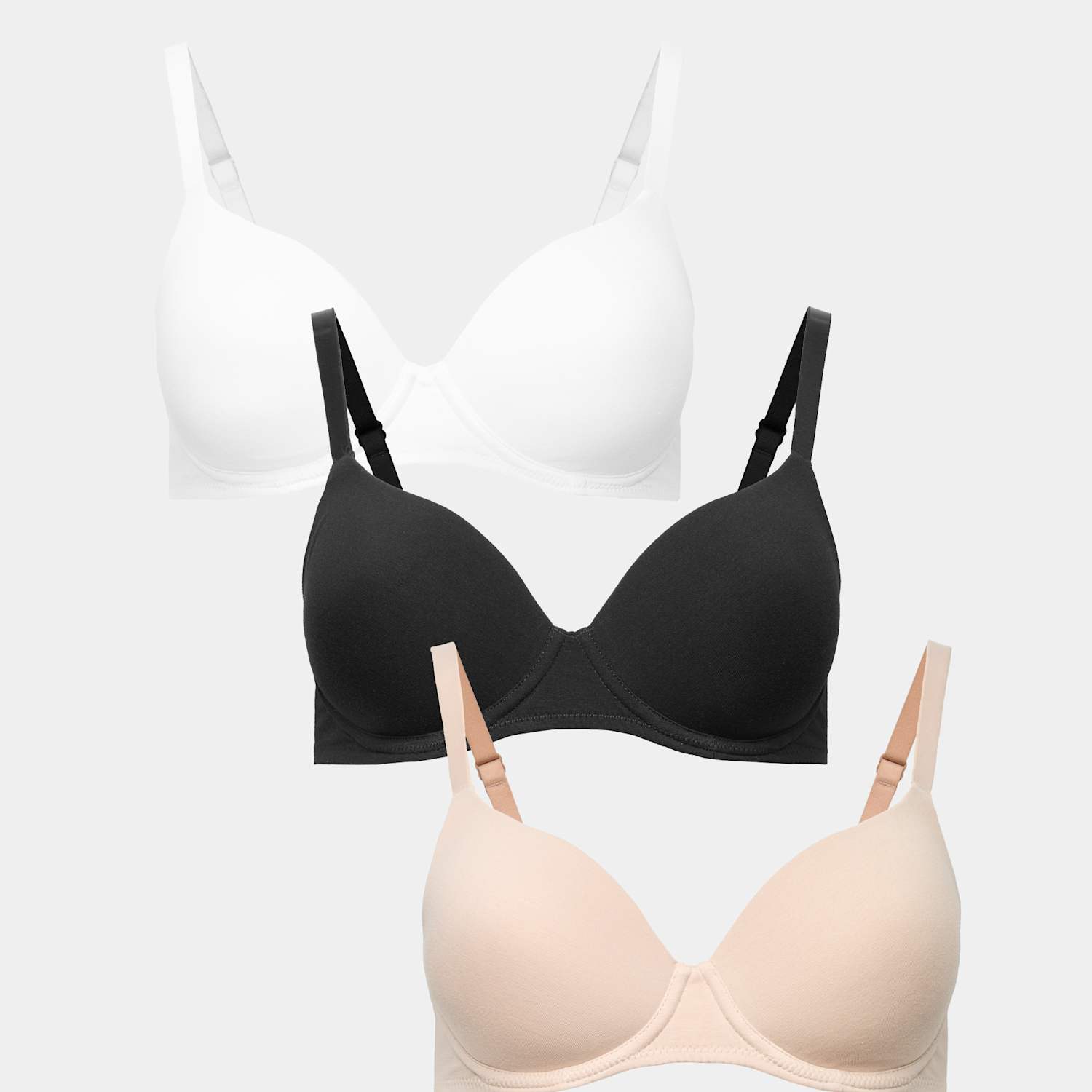 M&S Women's 3pk Wired Full Cup T-Shirt Bras A-E - 36B - Opaline Mix
