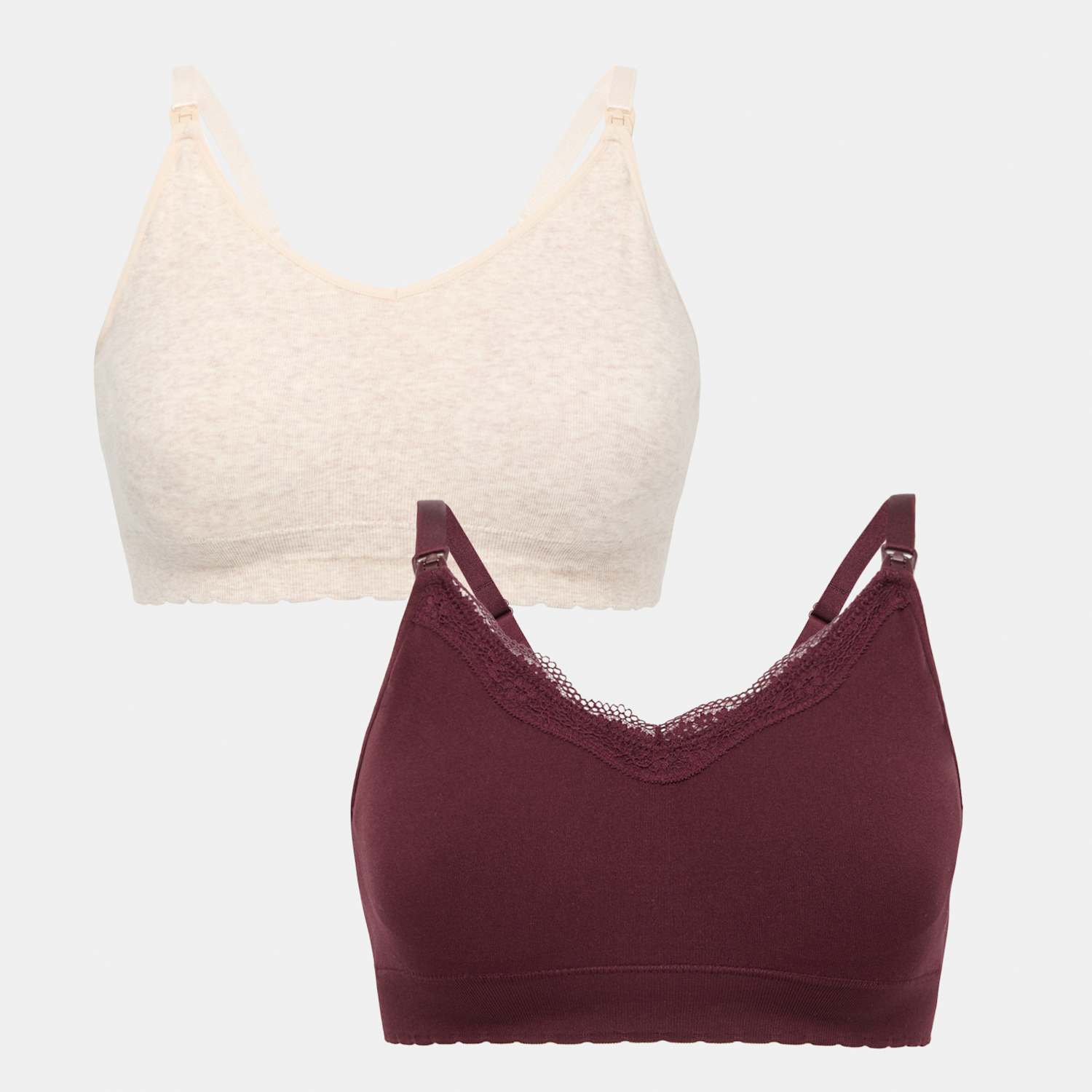 M&S Women's 2 Pack Seamless Non Wired Maternity Nursing Bras - Small - Wine Mix