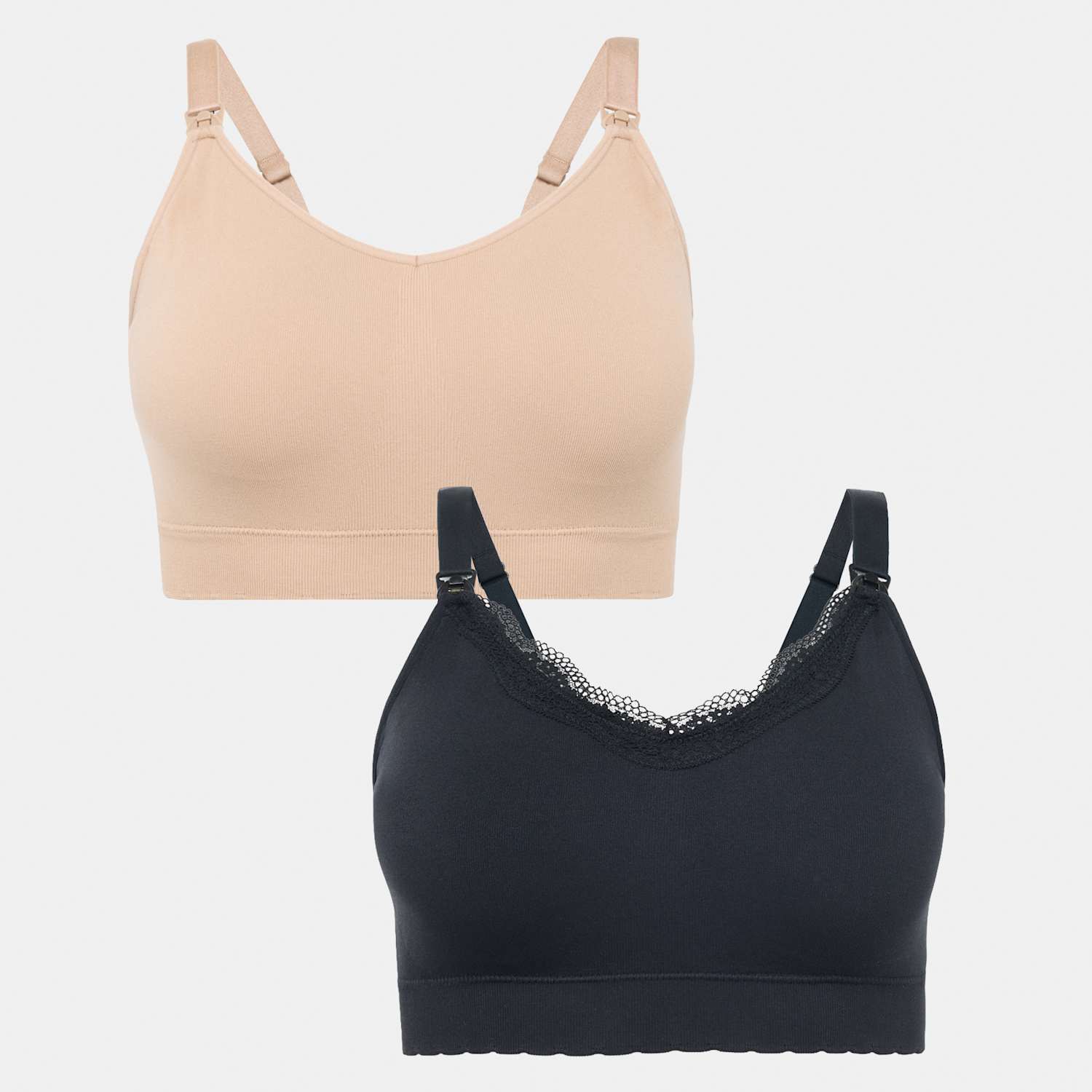 M&S Women's 2 Pack Seamless Non Wired Maternity Nursing Bras - Medium - Black Mix