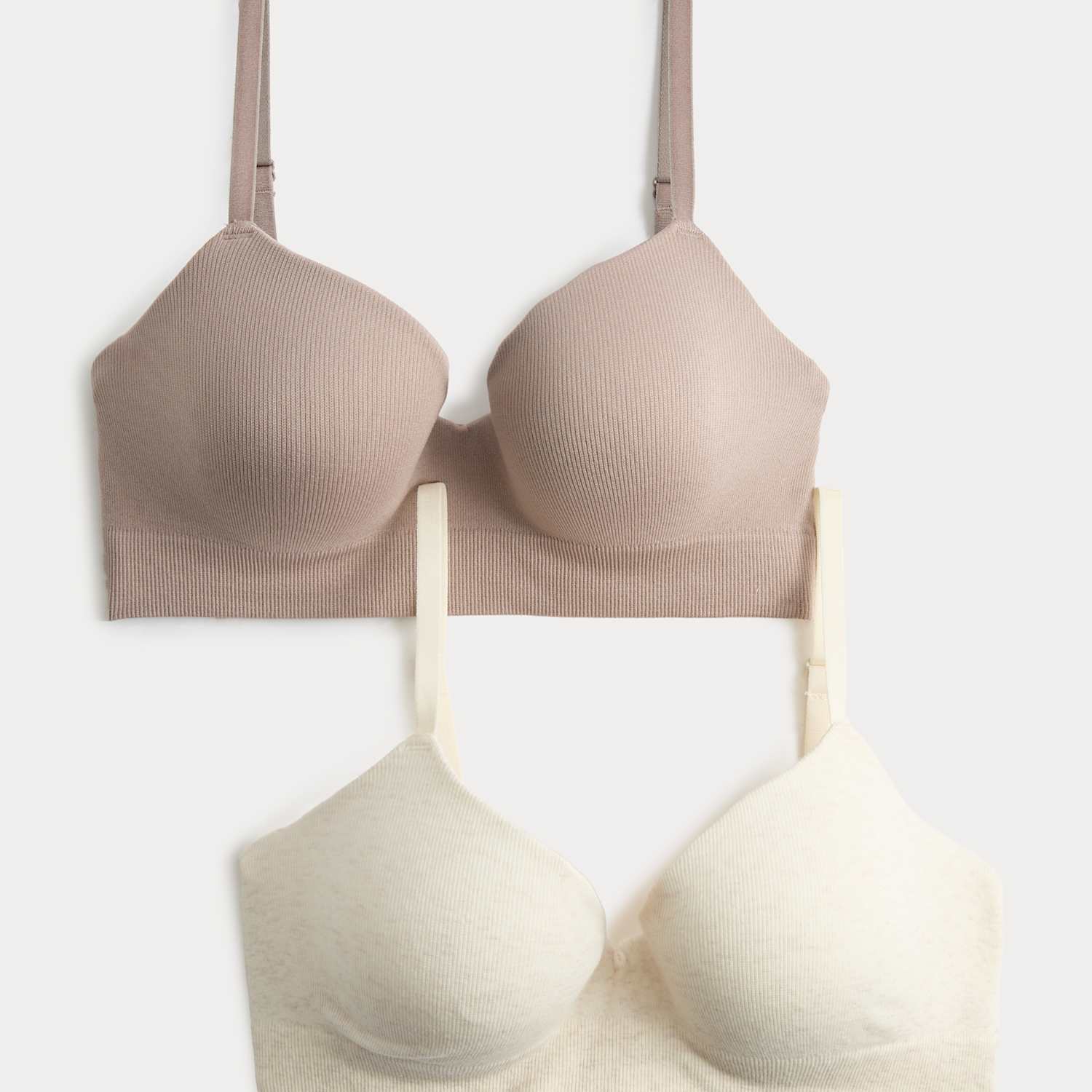 M&S Women's 2 Pack Seamfree Wired Demi Cup Bras A-E - 36C - Oatmeal Mix