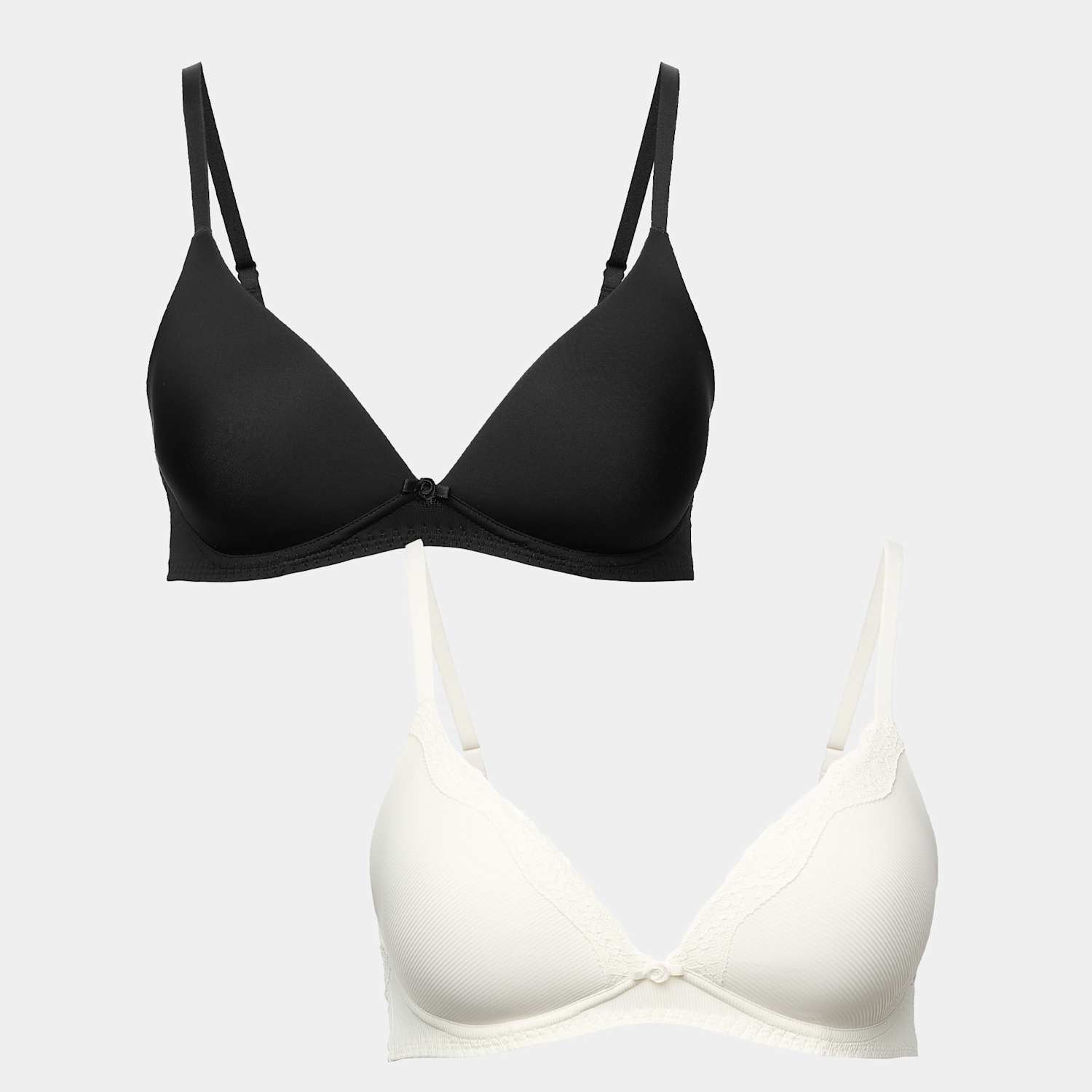 M&S Women's 2 Pack Non Wired Plunge Bras (A-E) - 34B - Ivory Mix