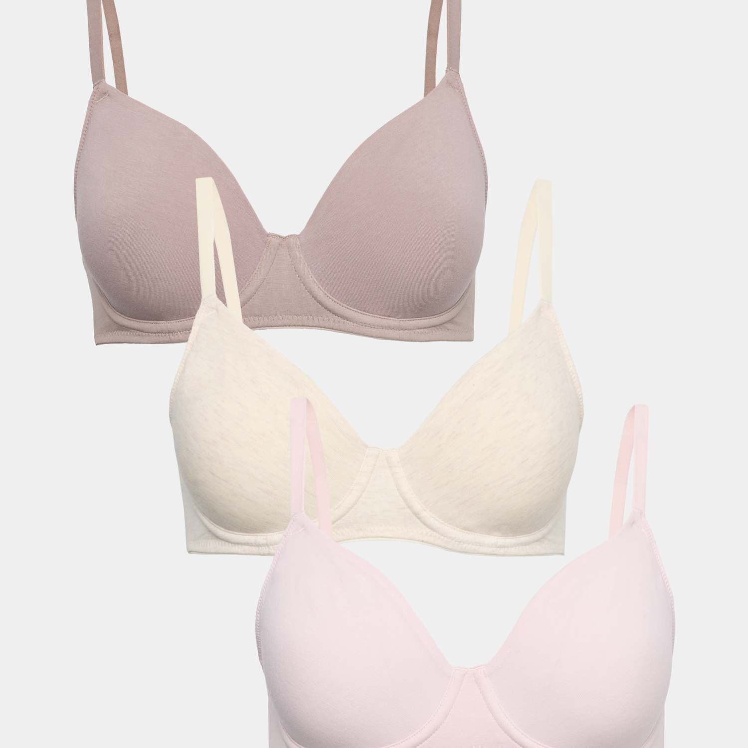 M&S Women's 3 Pack Cotton Rich Wired Full Cup Bras A-E - 38B - Oatmeal Mix
