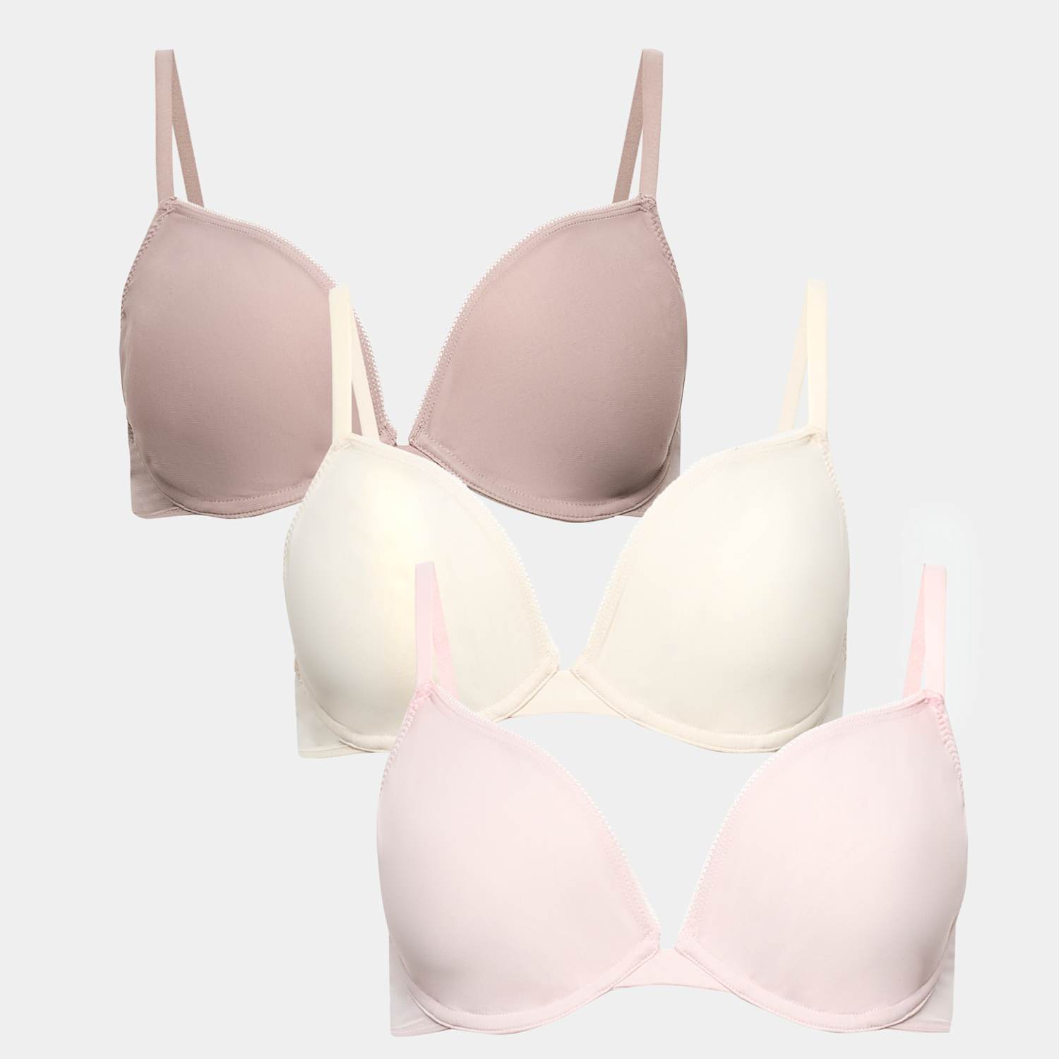 M&S Women's 3 Pack Wired Plunge Bras A-E - 34B - Pink Mix