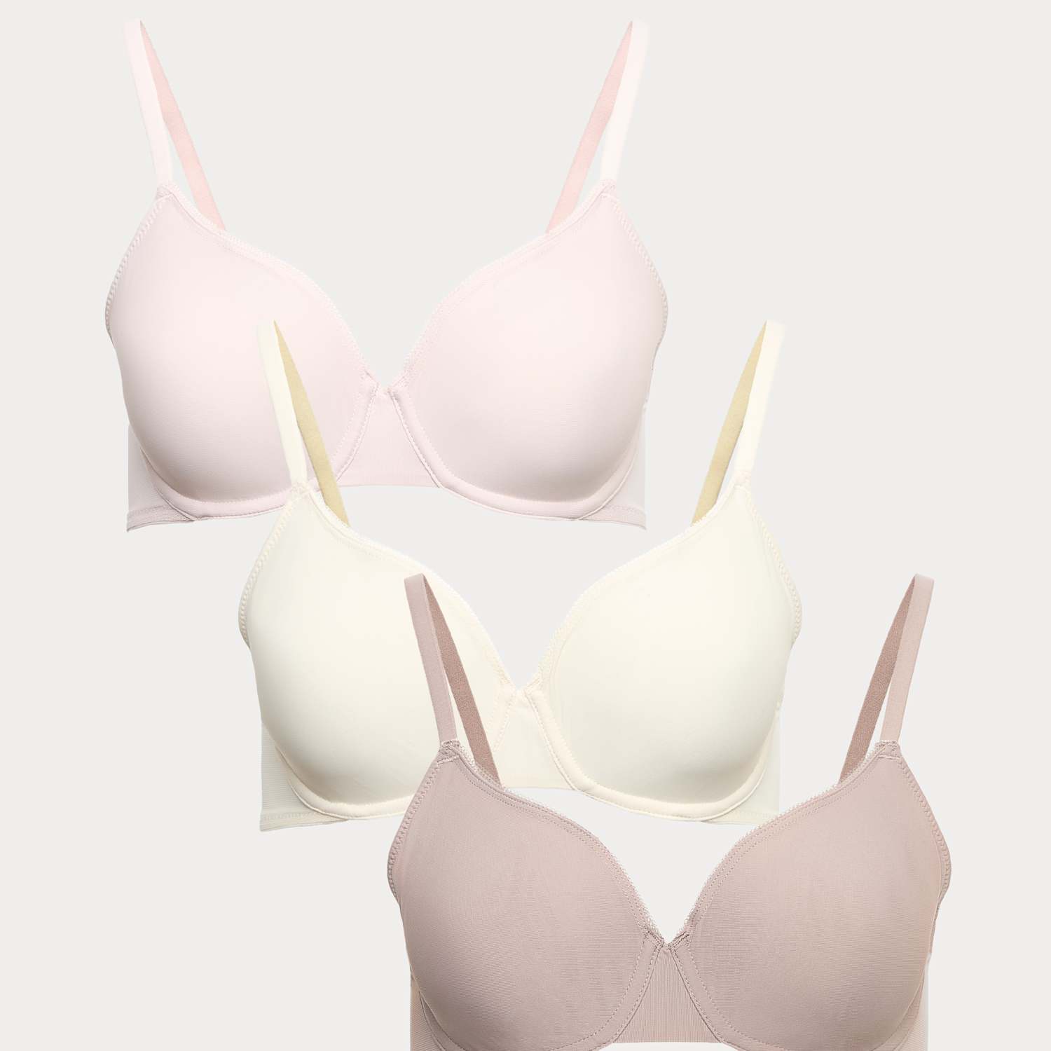 M&S Women's 3 Pack Wired Full Cup Bras A-E - 36C - Pink Mix