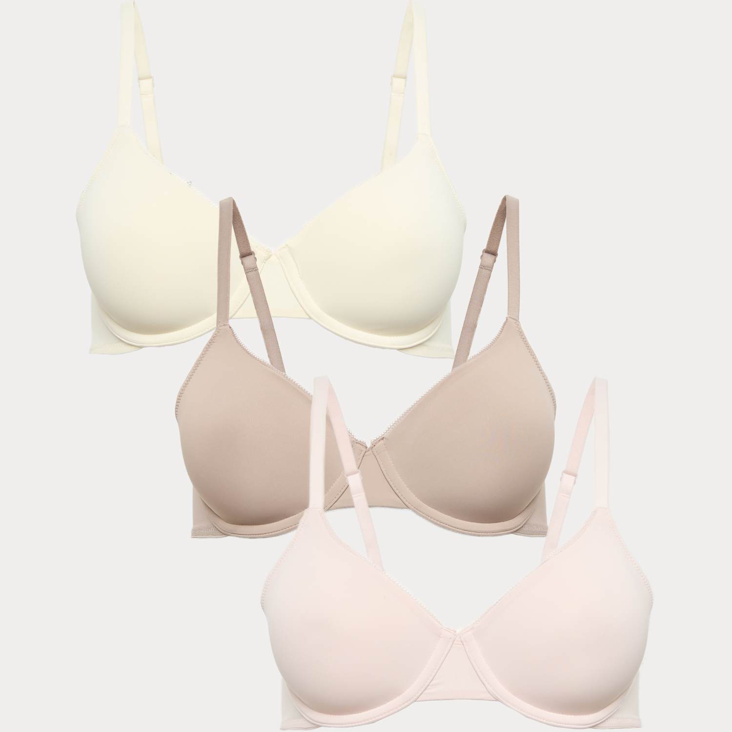 M&S Women's 3 Pack Wired Full Cup Bras A-E - 36B - Pink Mix