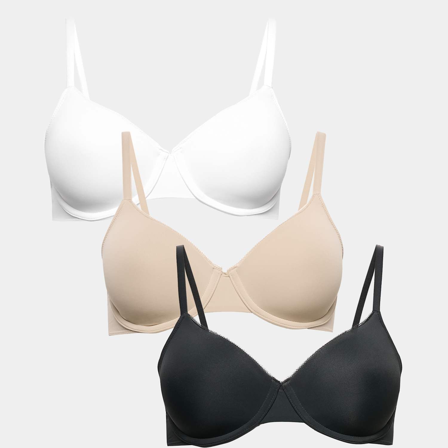 M&S Women's 3 Pack Wired Full Cup Bras A-E - 36E - Black Mix