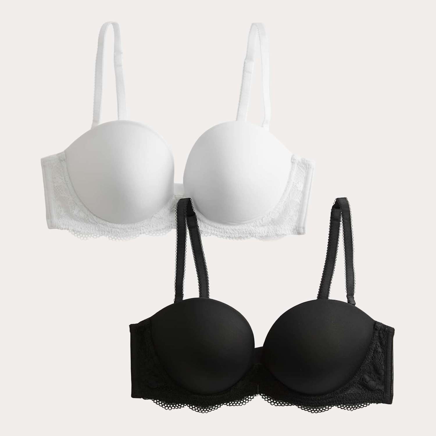 M&S Women's 2 Pack Wired Multiway Push-Up Bras A-E - 36C - Black Mix