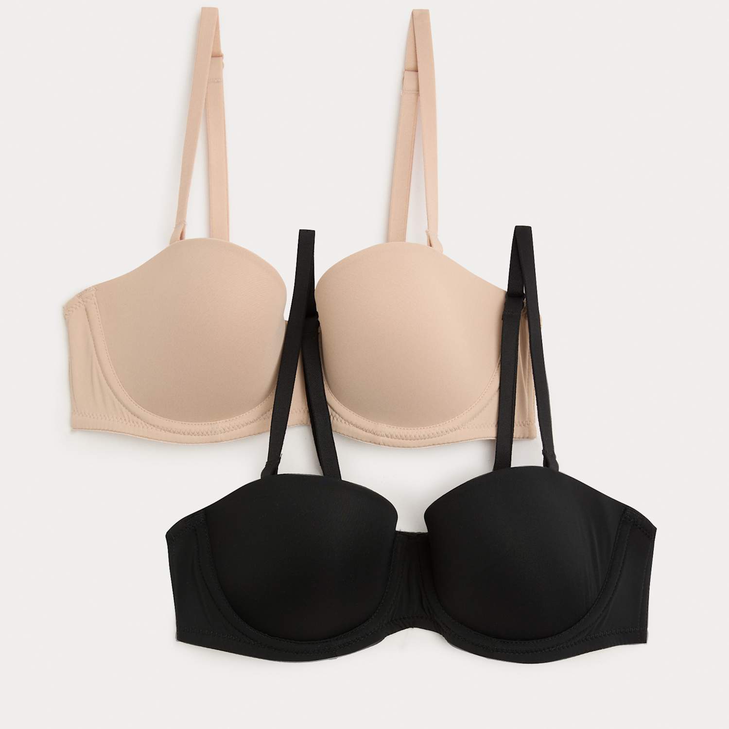 M&S Women's 2 Pack Wired Multiway Strapless Bras A-E - 32DD - Black Mix