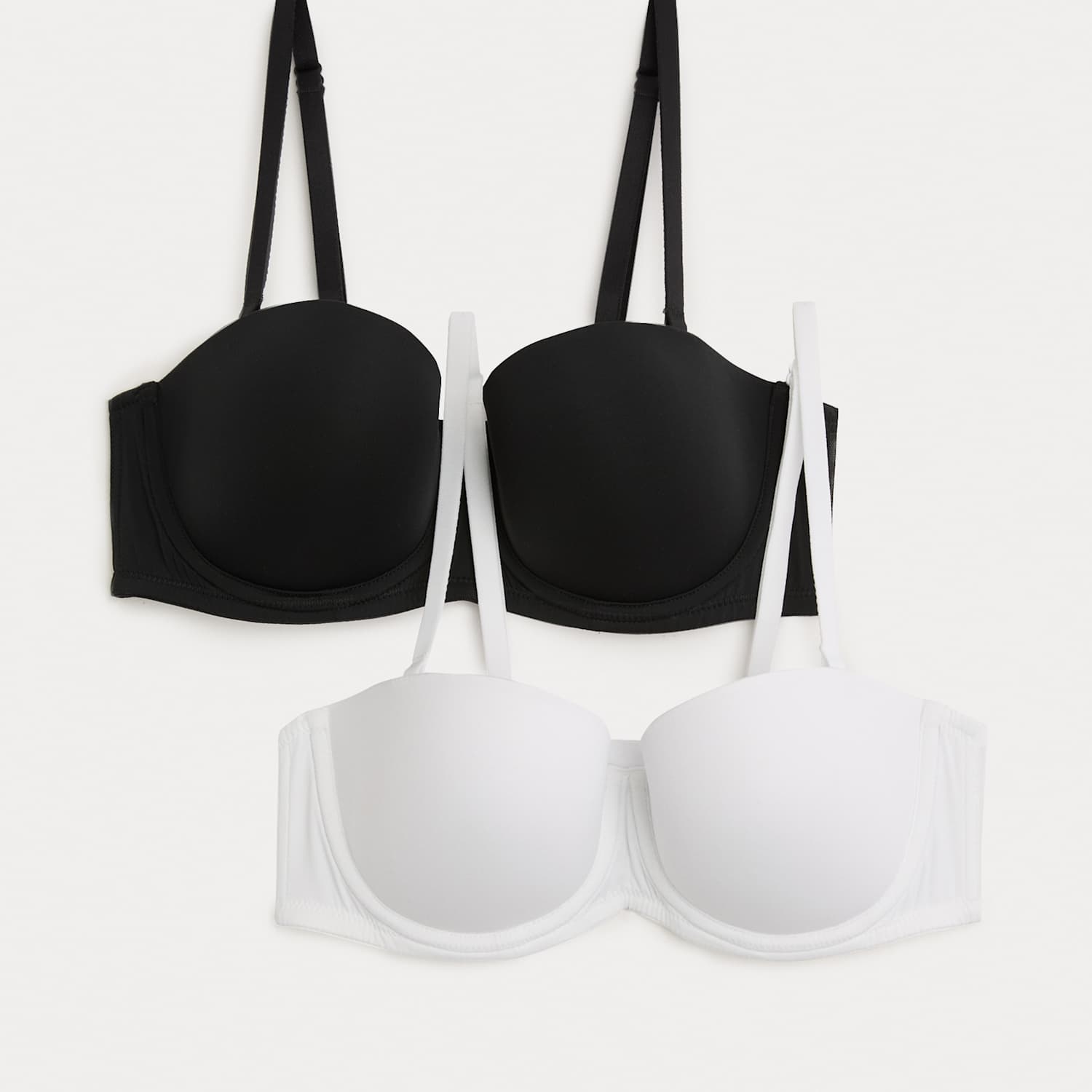M&S Women's 2 Pack Wired Multiway Strapless Bras A-E - 36A - White Mix