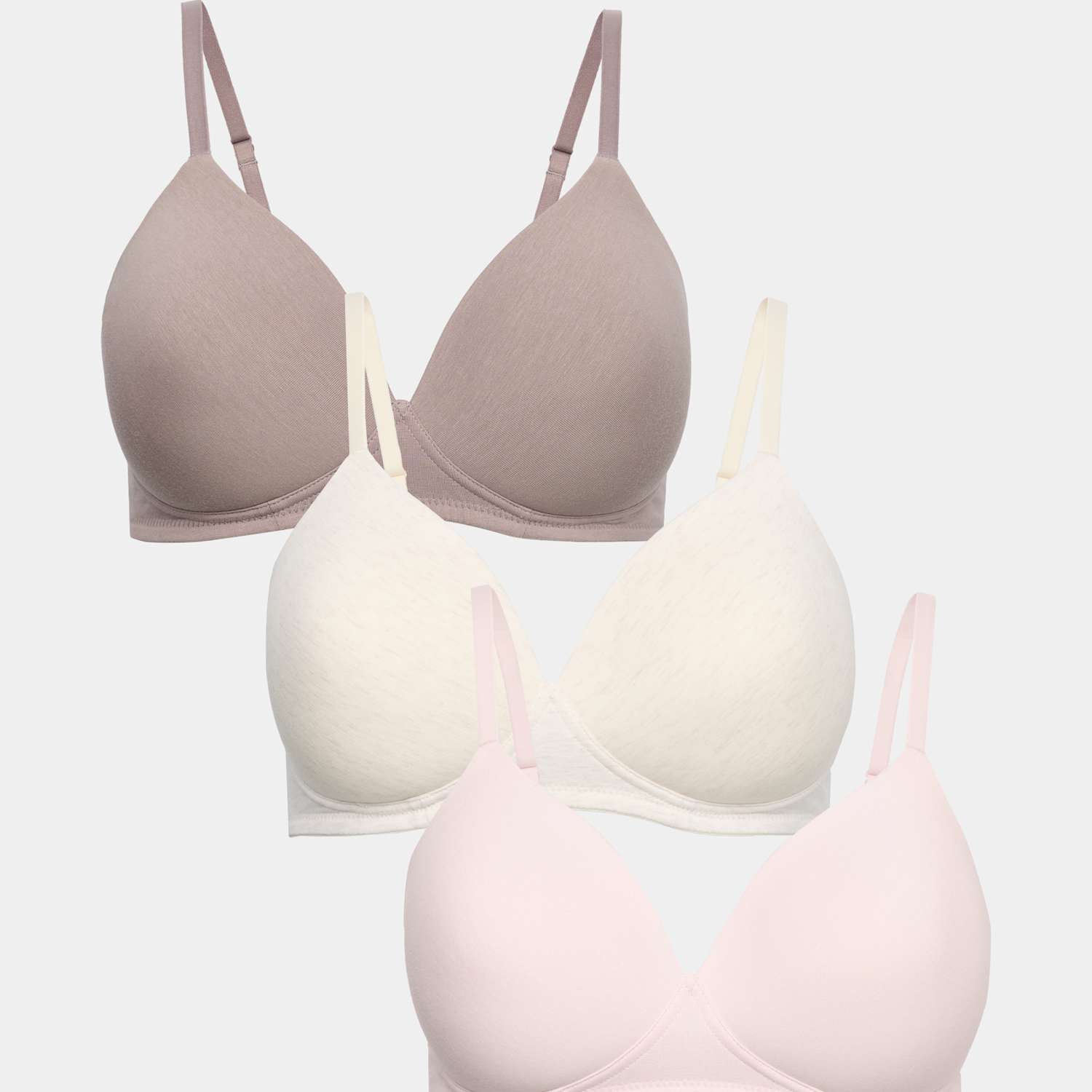 M&S Women's 3pk Non Wired Full Cup T-Shirt Bras A-E - 36A - Oatmeal Mix
