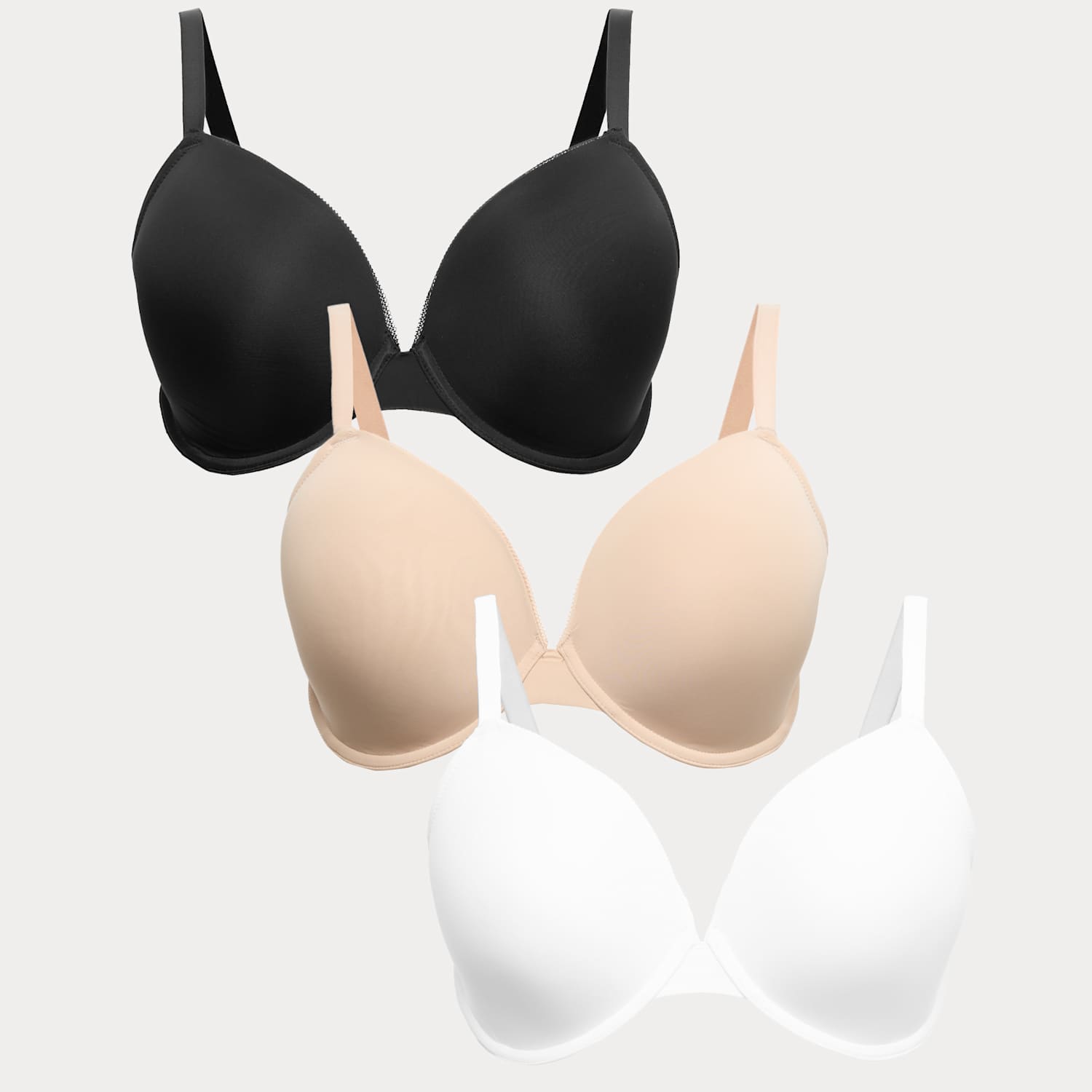 M&S Women's 3 Pack Wired Plunge Bras F-H - 36G - Black Mix