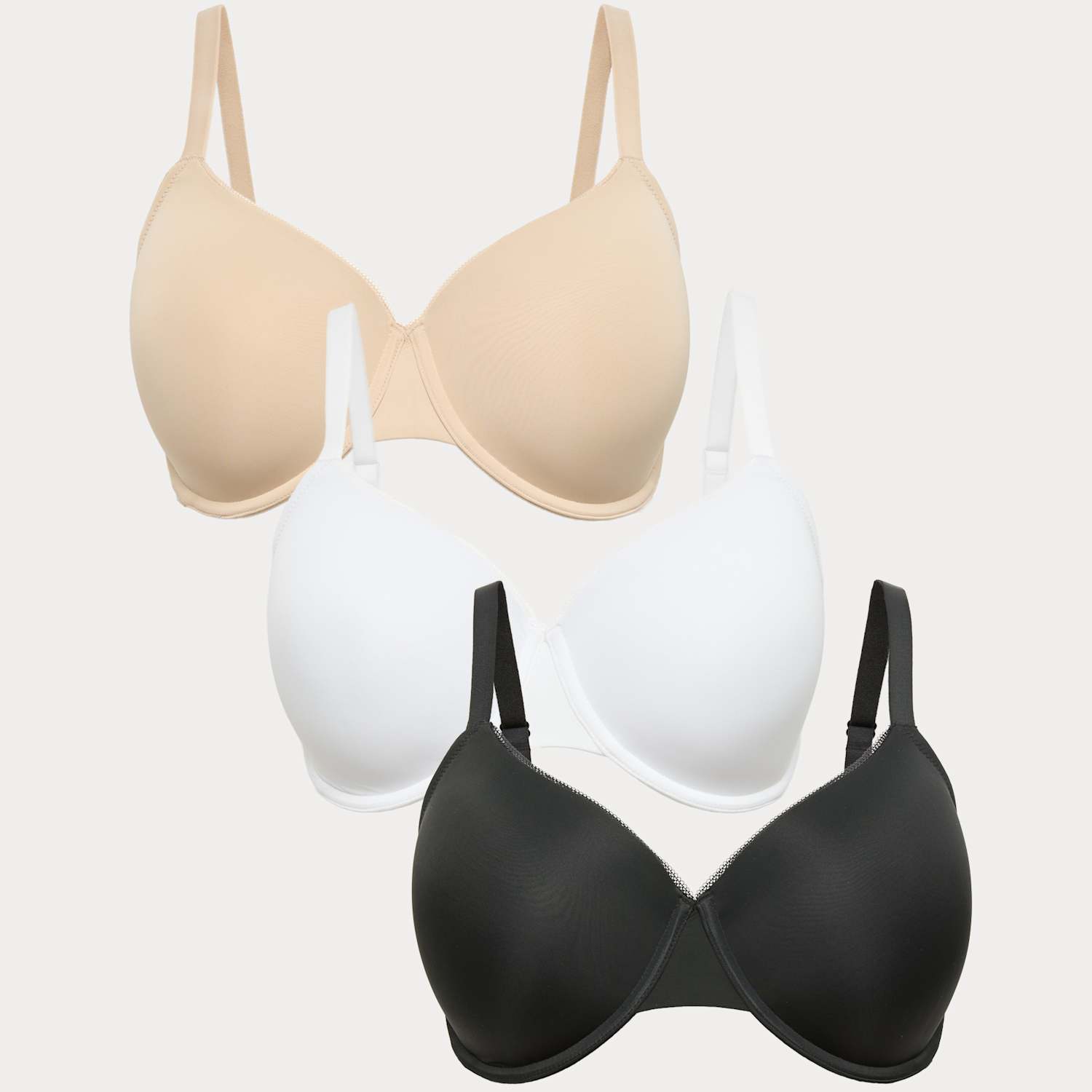 M&S Women's 3 Pack Wired Full Cup Bras F-H - 36F - Black Mix