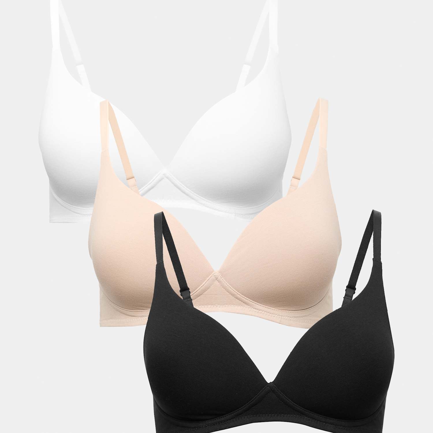 M&S Women's 3pk Non Wired Plunge T-Shirt Bras A-E - 36E - Opaline Mix