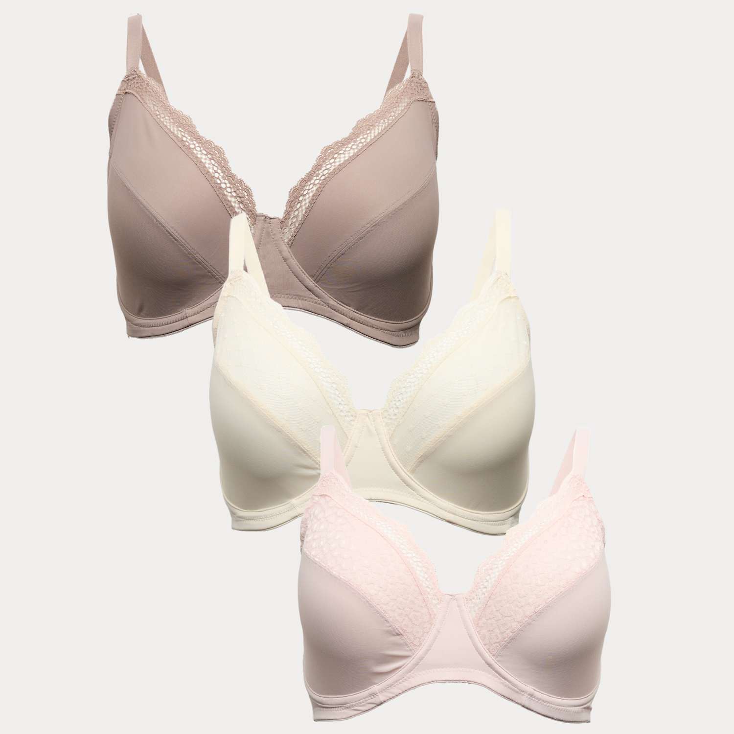 M&S Women's 3pk Wired Full Cup Minimiser Bras C-H - 36D - Pink Mix